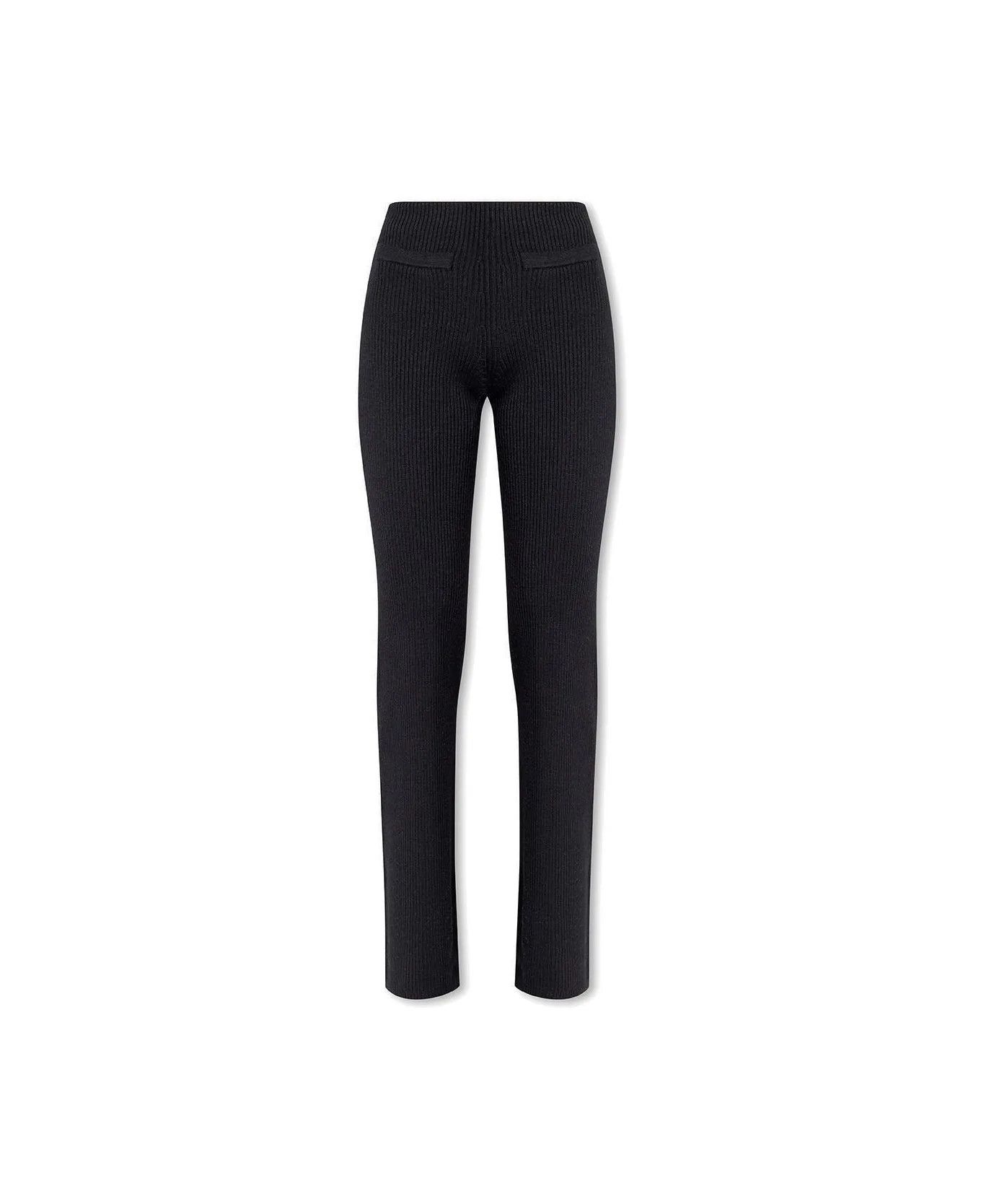 oc11z1125 Low Waisted Ribbed Wool Pant in Black