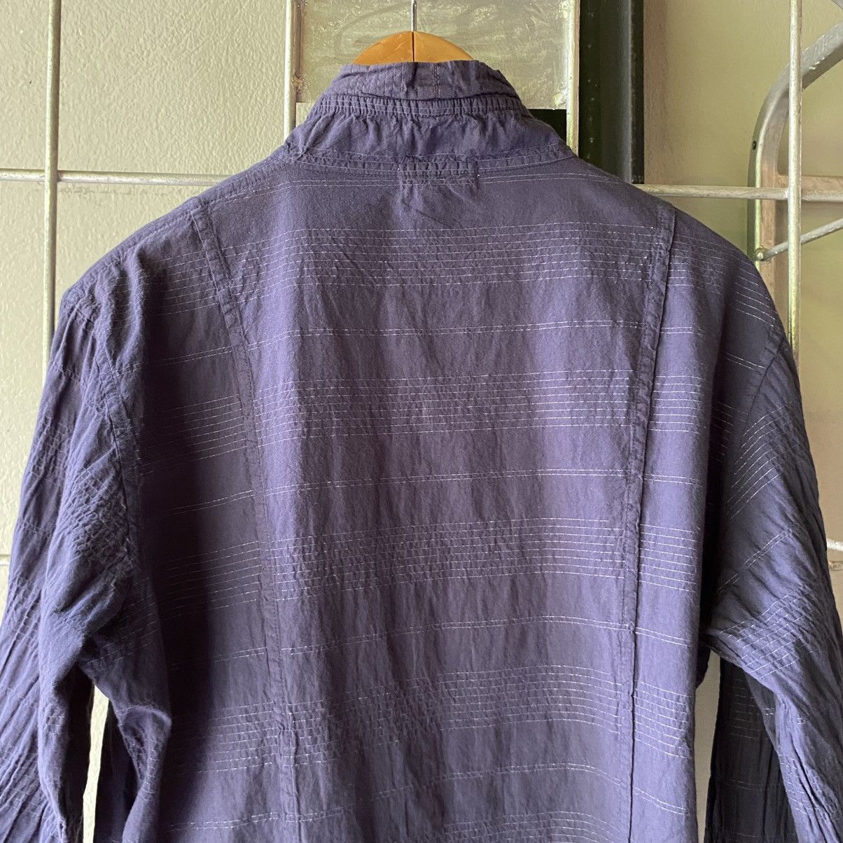 Issey Miyake Plantation Navy Textured Stand Collar Shirt Size M / US 6-8 / IT 42-44 - 13 Thumbnail