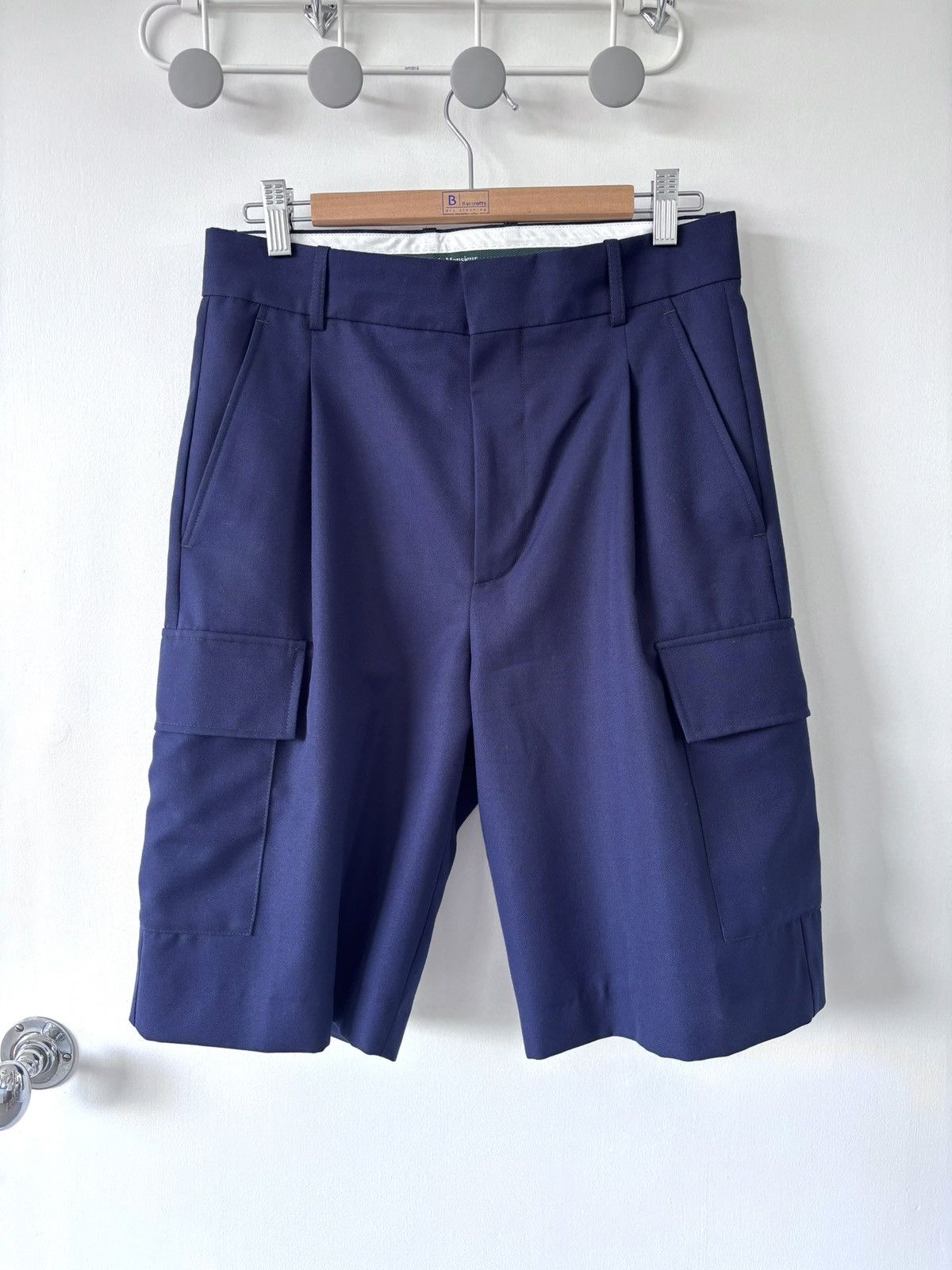 Drole De Monsieur Navy mid-rise wool twill cargo shorts Size US 30 / EU 46 - 1 Thumbnail