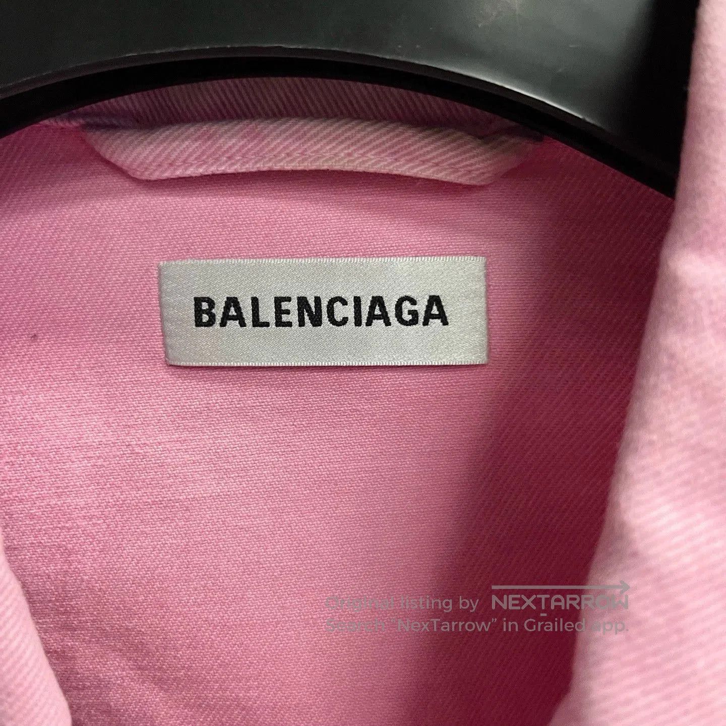 Balenciaga Balenciaga Pink Logo Denim Jacket. Size US XS / EU 42 / 0 - 5 Thumbnail