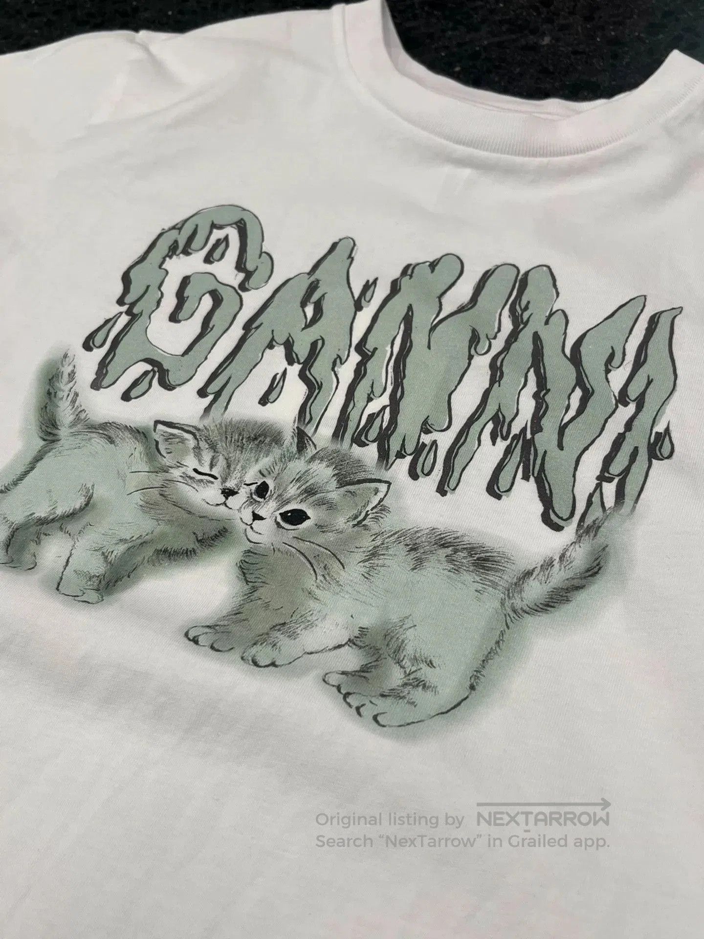Ganni Ganni Cat Print Short Sleeve Tee. Size M / US 6-8 / IT 42-44 - 2 Thumbnail