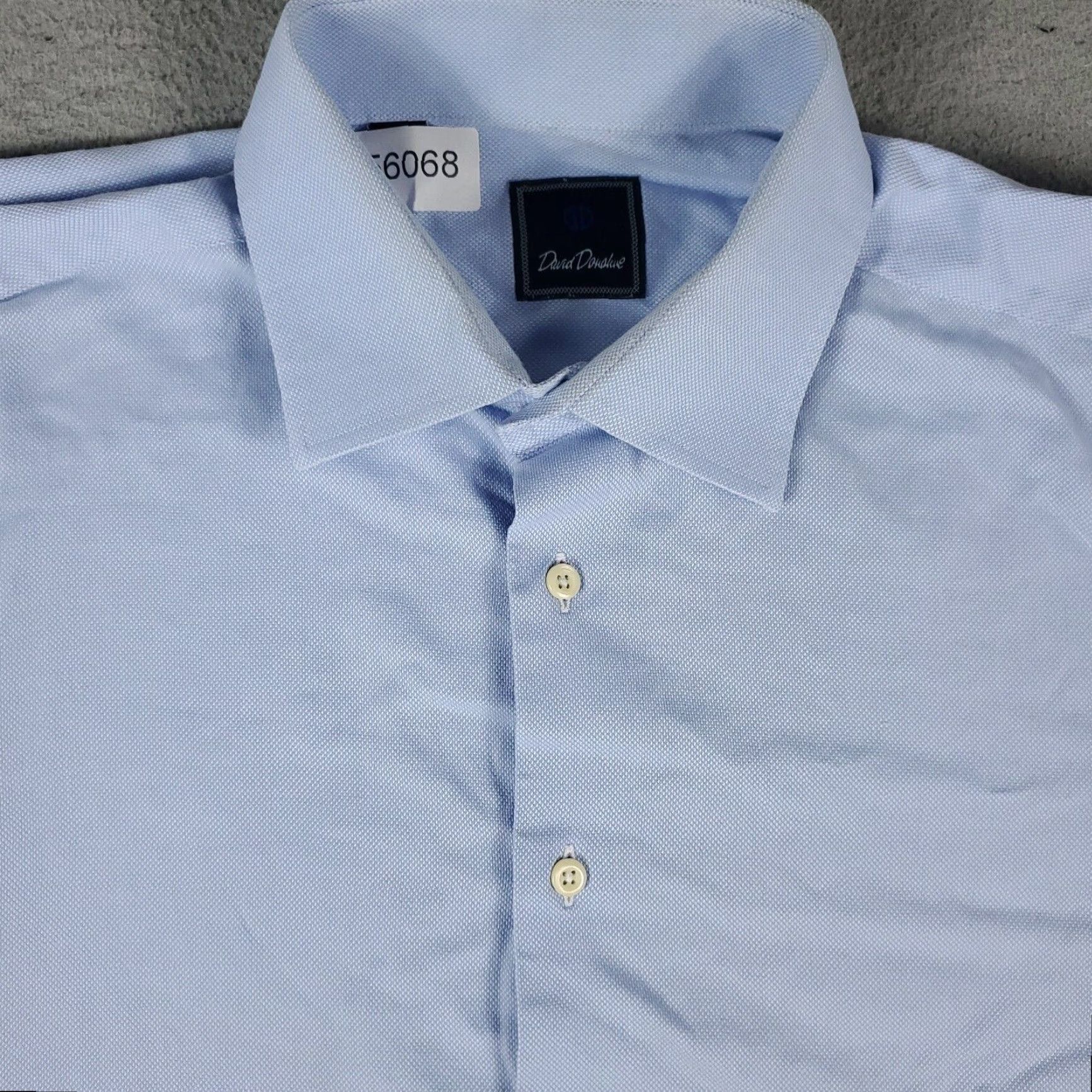 David Donahue David Donahue Dress Shirt Mens Size 17 Blue Solid Long Sleeve Button Up Modern Size 46R - 2 Thumbnail