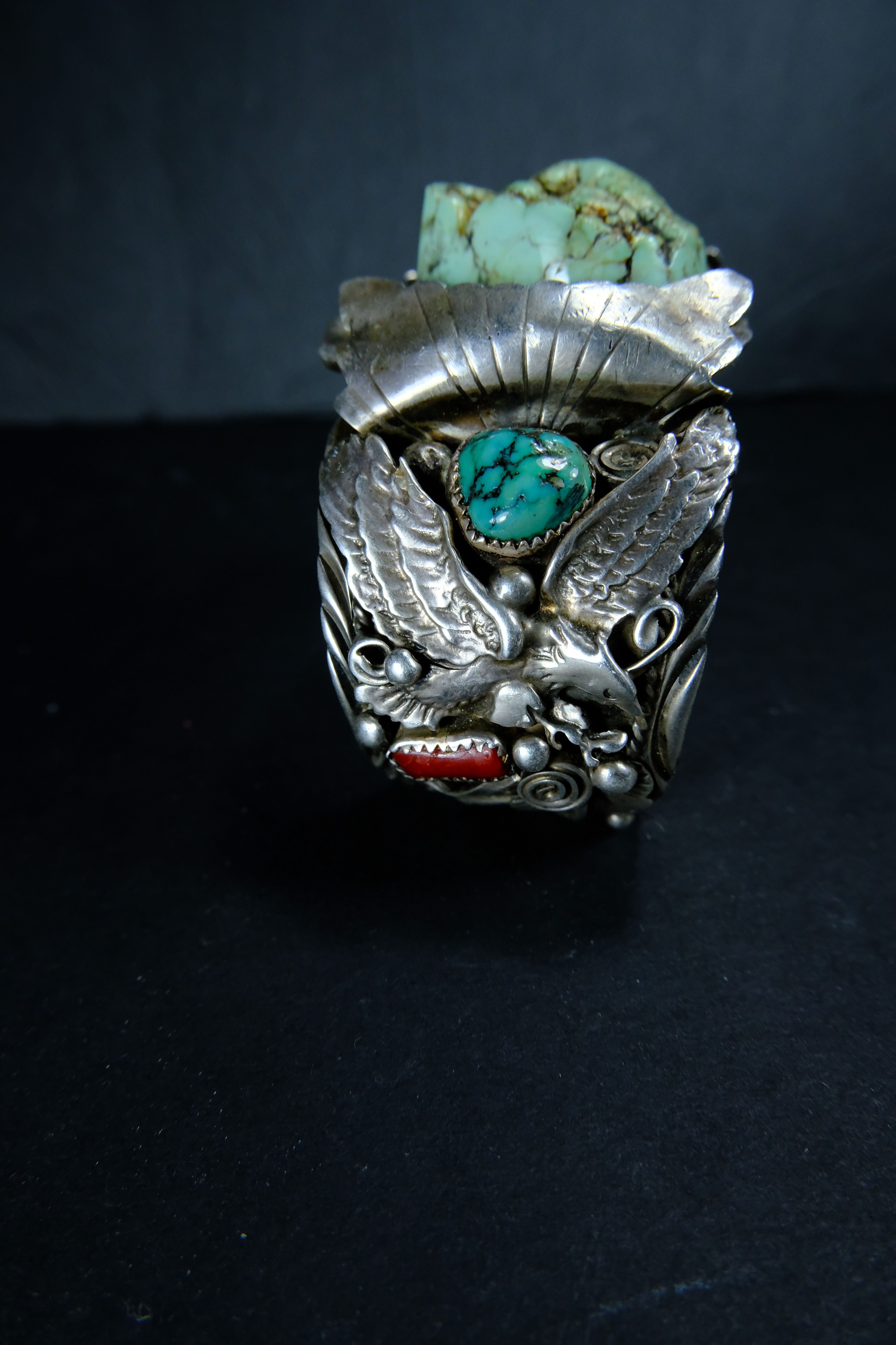 Vintage Turquoise Nugget Silver Bracelet Size ONE SIZE - 3 Thumbnail
