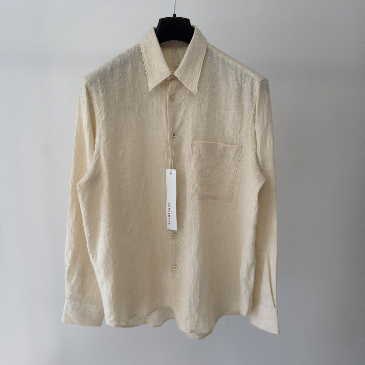 Sunflower ‘Ace’ Textured Cream Cotton Boxy Fit Shirt Size US M / EU 48-50 / 2 - 18 Thumbnail