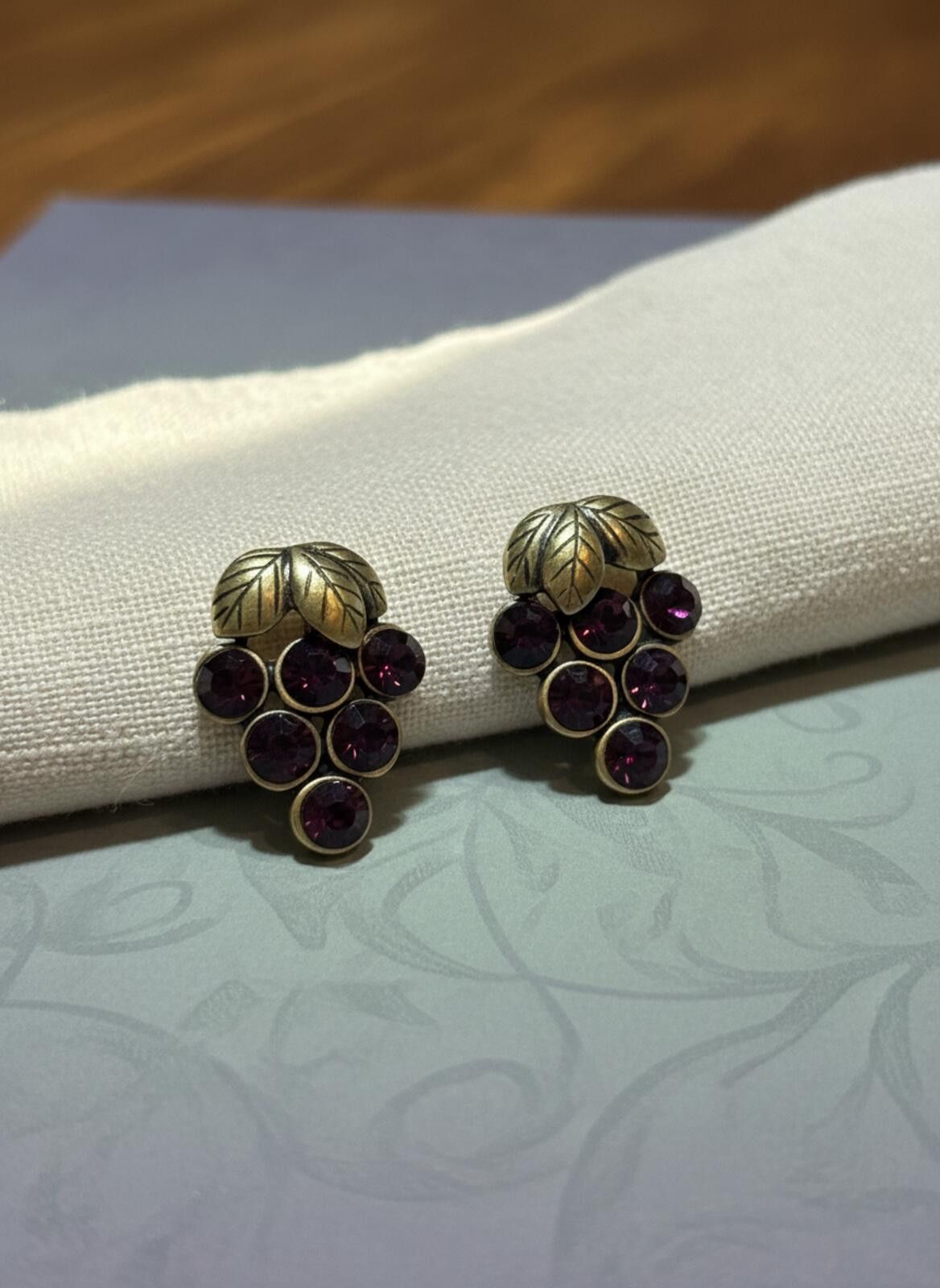 Other Betsey Johnson Grape Cluster Earrings with Purple Gemstones Size ONE SIZE - 1 Preview