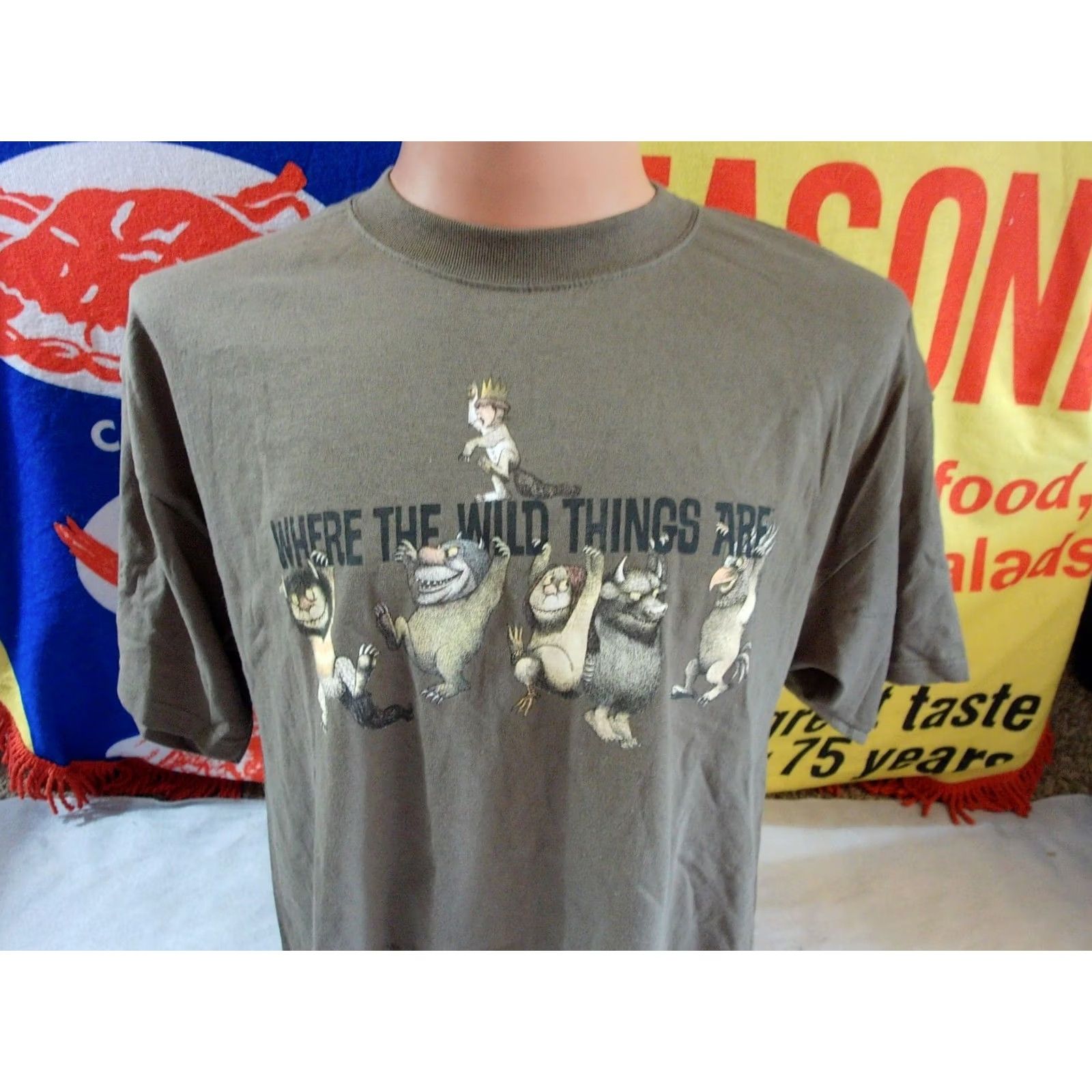 Delta Where The Wild Things Are vintage T Shirt Delta Pro Weight Men XL Olive Graphic Print 90s Movie Cartoon Shoes? Size US XL / EU 56 / 4 - 2 Thumbnail