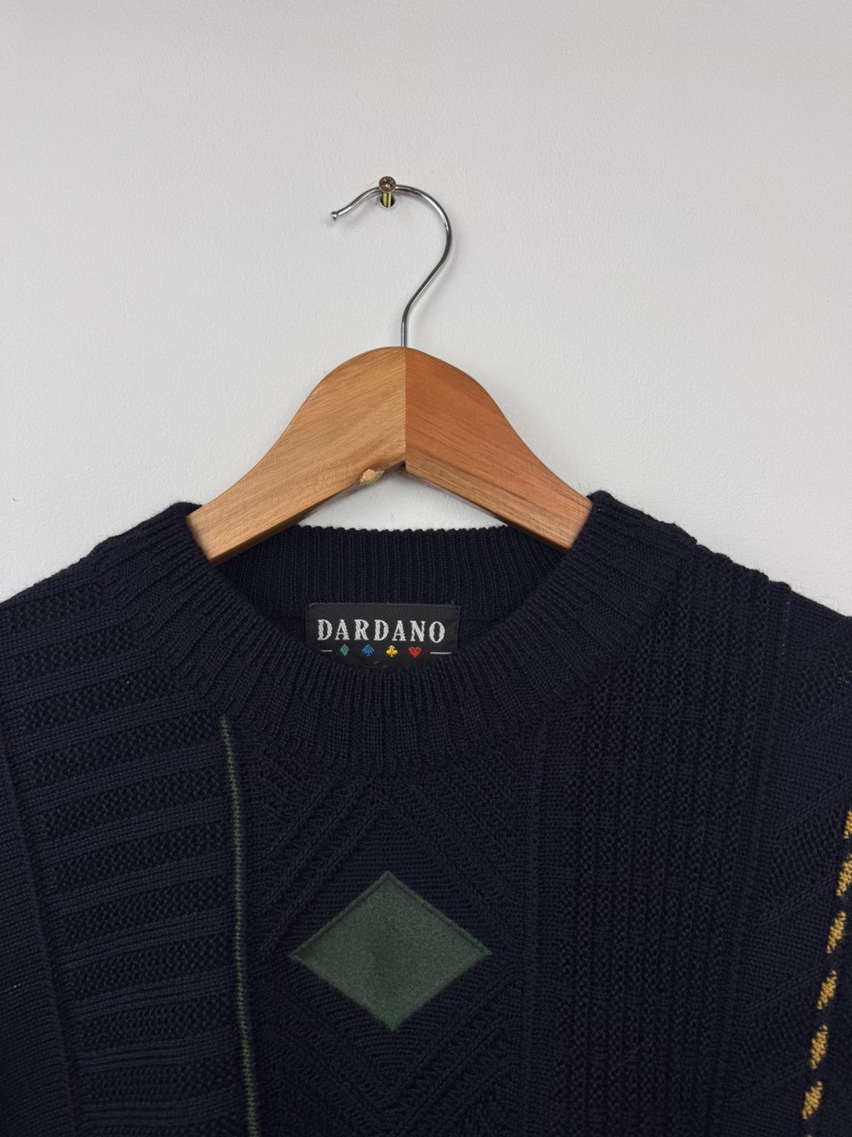 Vintage Dardano Men Knit Sweater Navy Patterned Crew Neck Size L Size US L / EU 52-54 / 3 - 2 Thumbnail