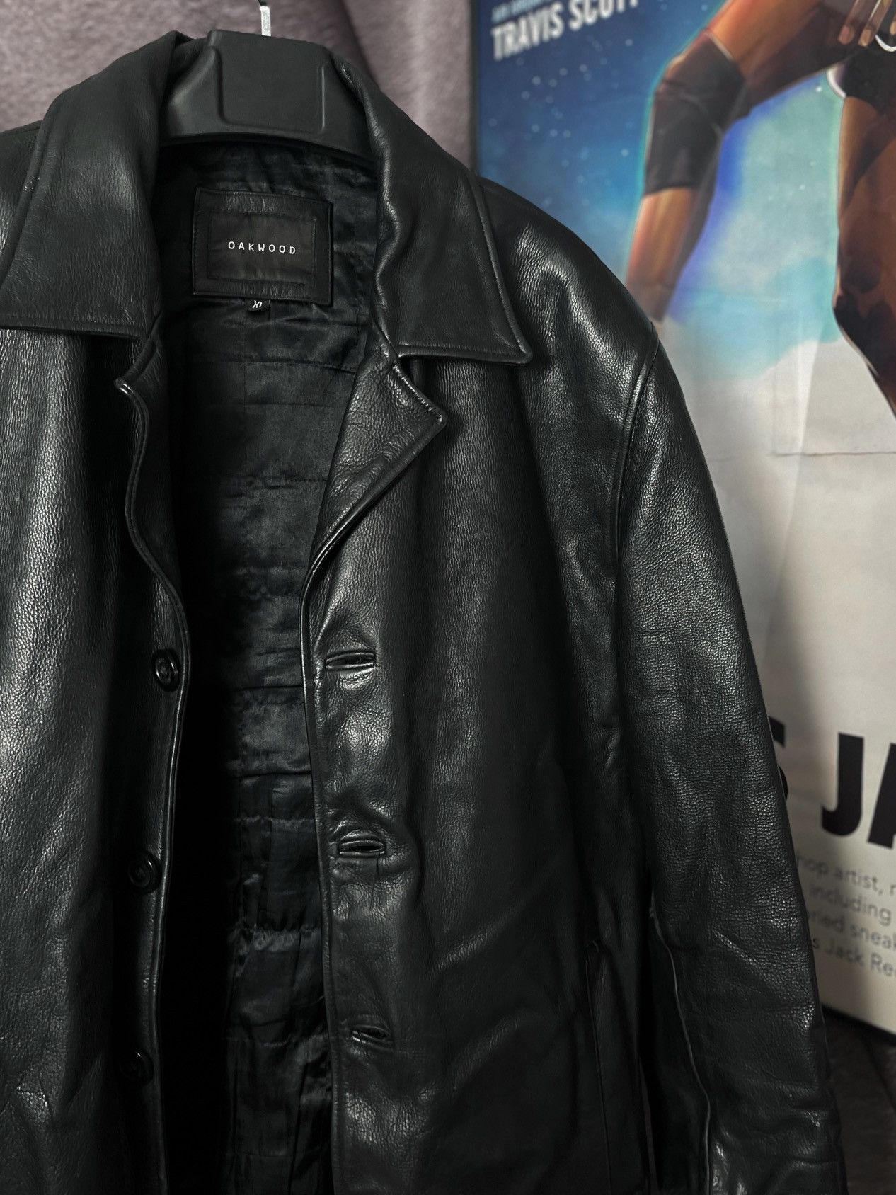 Versace Oakwood Leather Jacket Black XL Minimal Vintage Coat Size US XL / EU 56 / 4 - 2 Thumbnail
