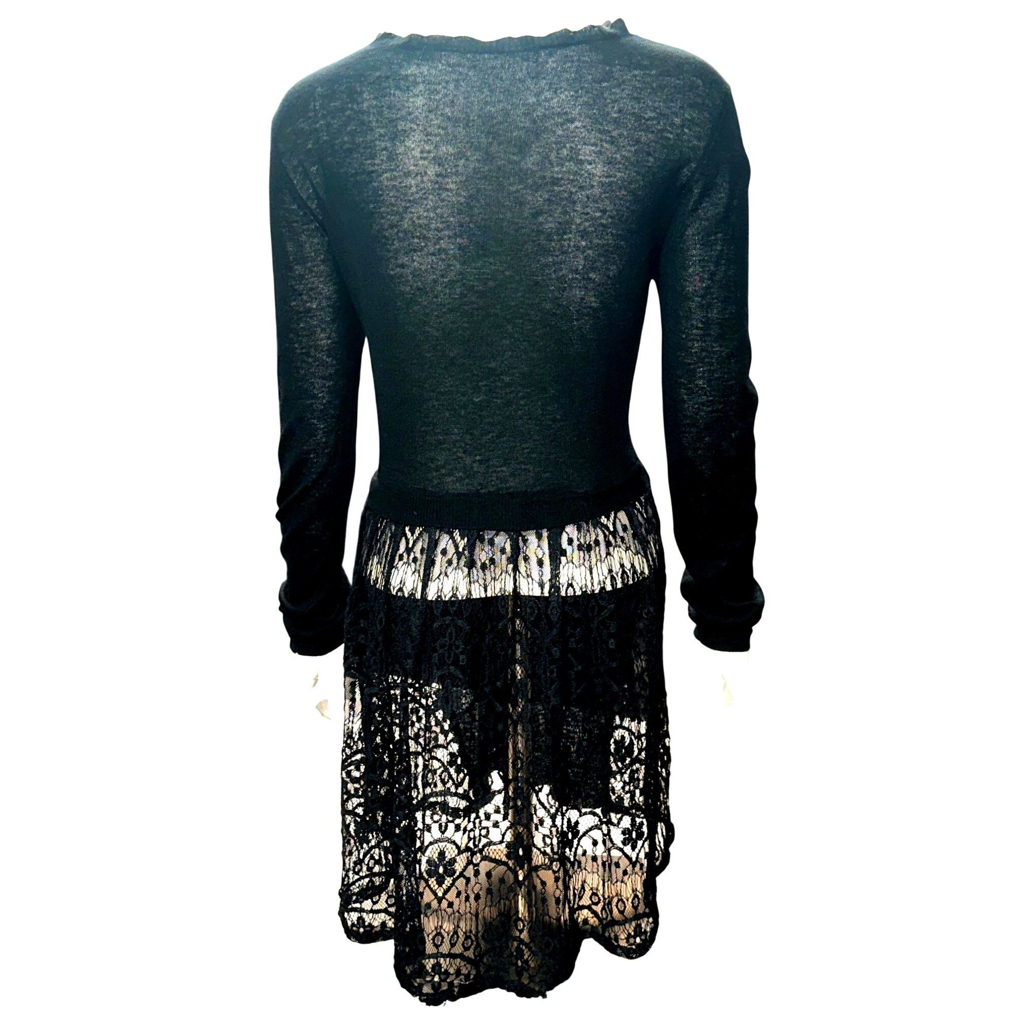 Other CCC Black Lace Trimmed Long Cardigan Sweater With Scalloped Size M / US 6-8 / IT 42-44 - 3 Thumbnail