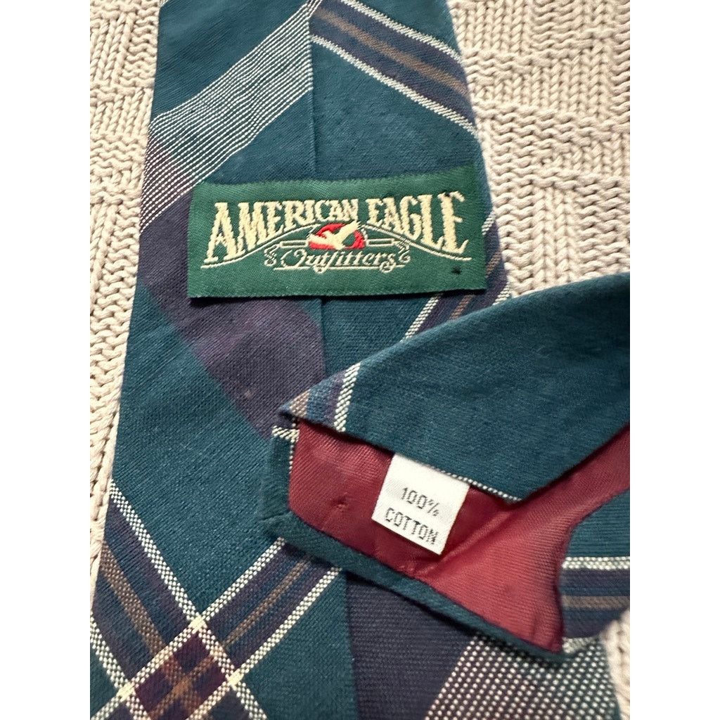 American Eagle Outfitters Vintage American Eagle plaid cotton tie Size ONE SIZE - 3 Thumbnail