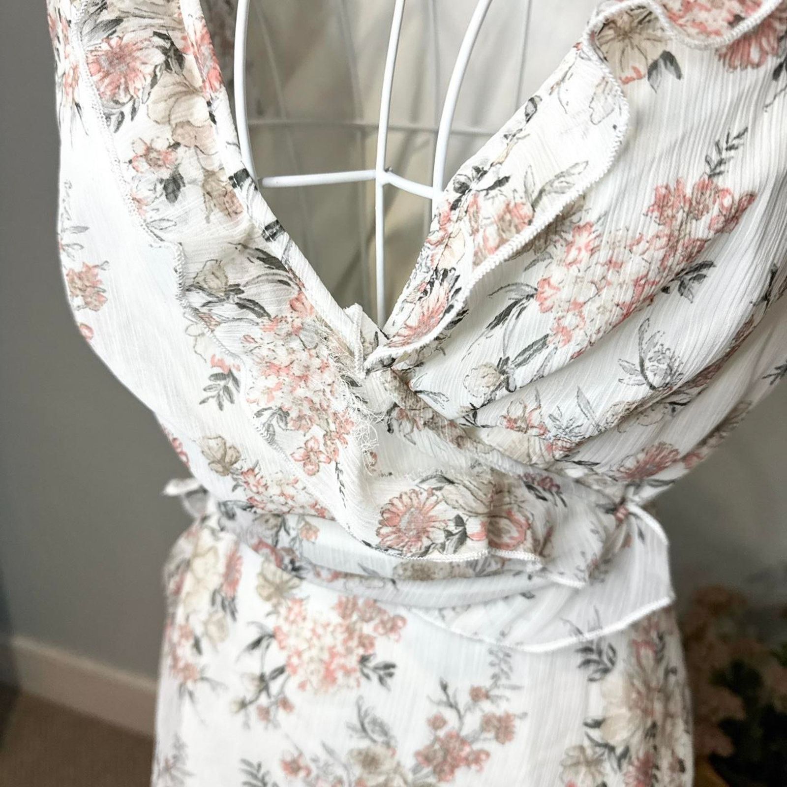 Other fairy vintage y2k white & pink floral midi ruffle sundress Size XS / US 0-2 / IT 36-38 - 6 Thumbnail