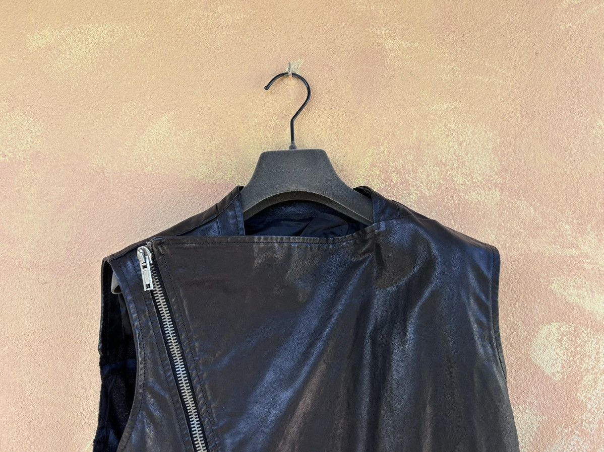 Rick Owens Black zip asymmetric calf leather-cashmere vest VG+ Small Size US S / EU 44-46 / 1 - 2 Thumbnail