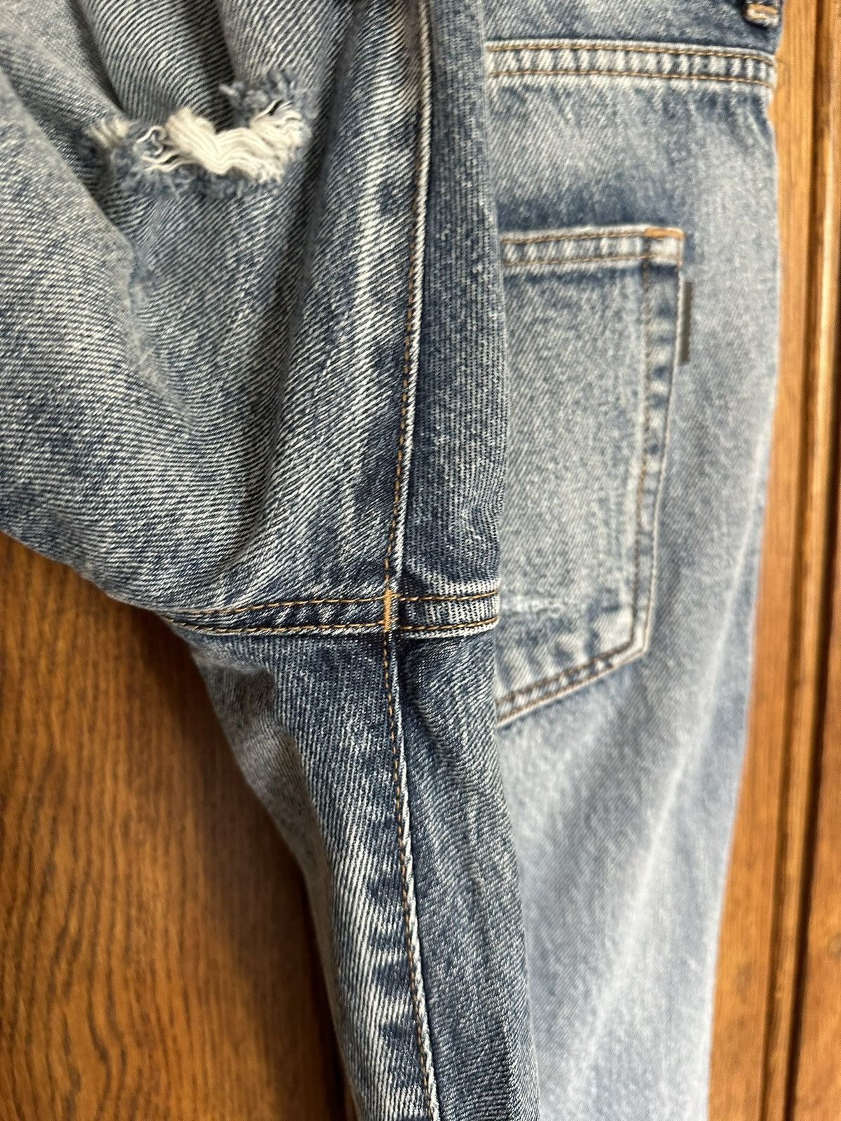 Saint Laurent Paris SS20 Saint Laurent distressed blue crash slim jeans 31 rip Size US 31 - 22 Thumbnail