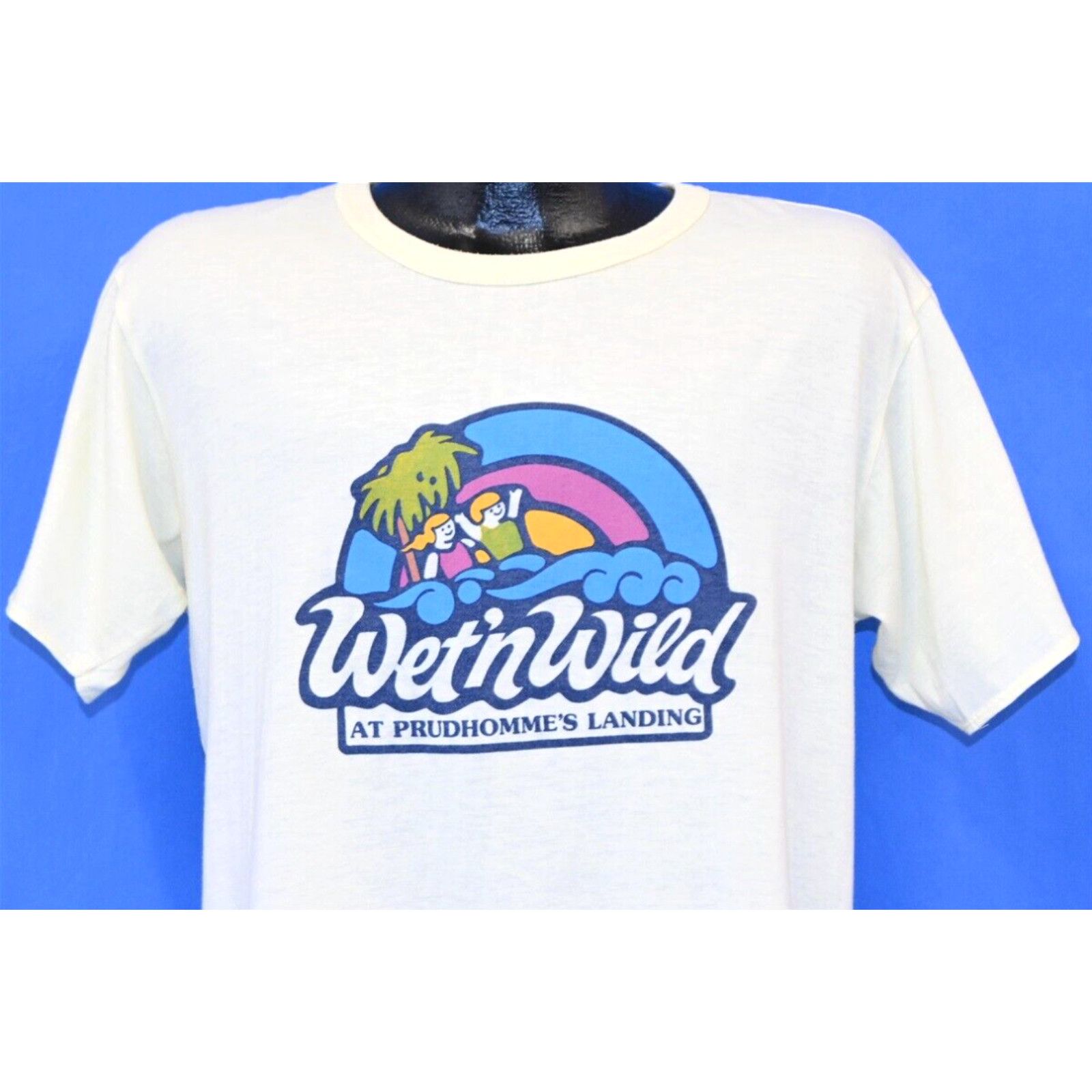 image of Vintage 80's Wet 'n Wild Water Park Prudhommme's Landing Canada T-Shirt Large L in White, Men's