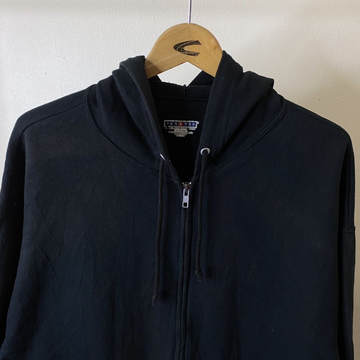 Jerzees Vintage Jerzees Black Blank Zip Up Hoodie Travis Style Size US XL / EU 56 / 4 - 2 Thumbnail