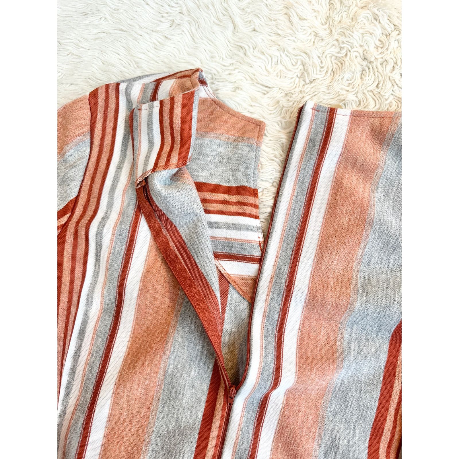 Vintage 70s Burnt Orange Stripe Tunic Set Size 38" / US 16 / IT 52 - 6 Thumbnail
