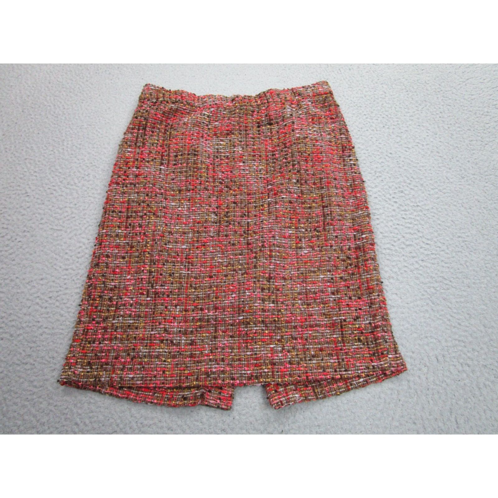 J.Crew J.CREW Pencil Skirt 6 Brown Red Pink Plaid Workwear Business Preppy Womens Knee Length Zipper Lined Tweed Polyester Size 28" / US 6 / IT 42 - 6 Thumbnail