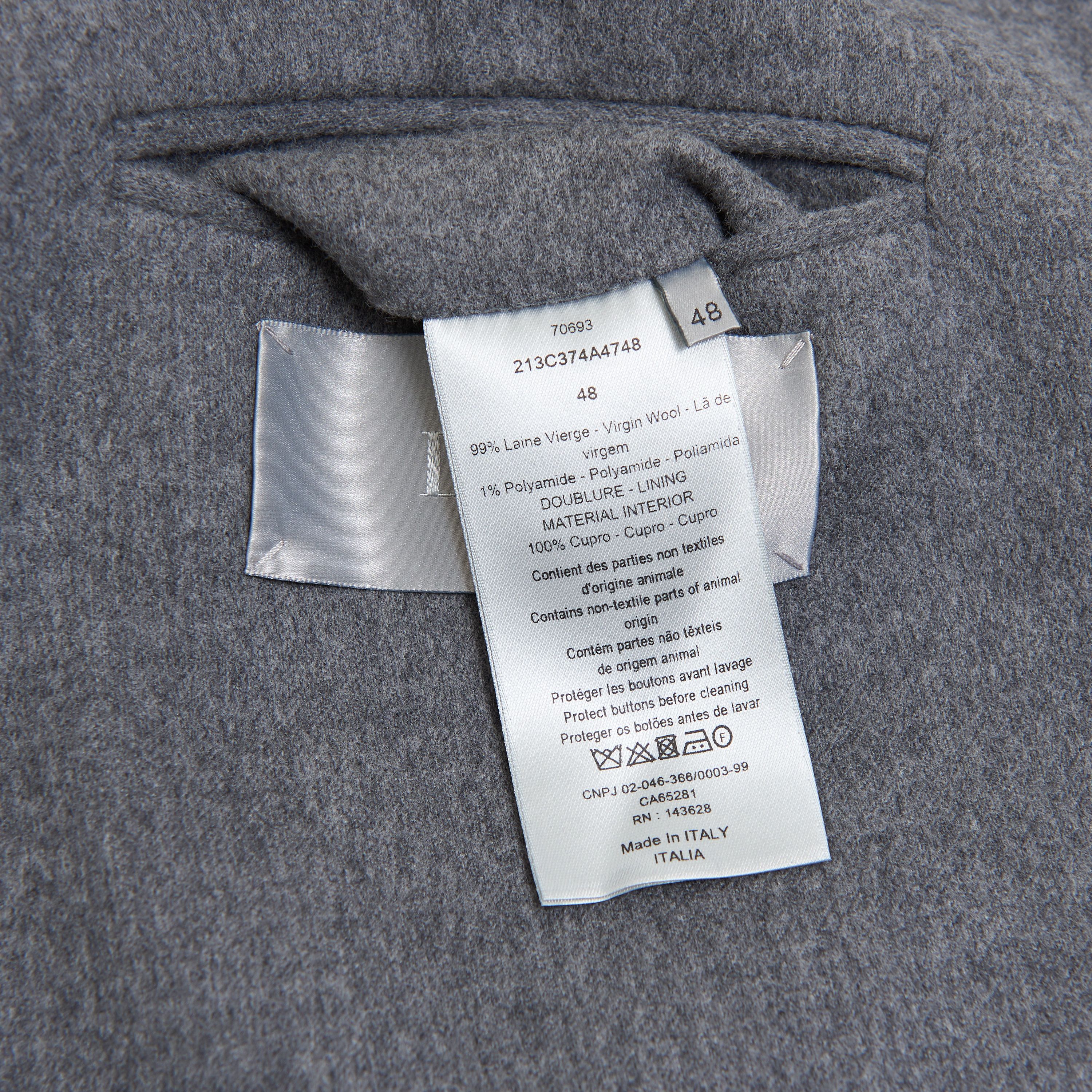 Dior Double Breasted Coat In Gray Virgin Wool Size US M / EU 48-50 / 2 - 18 Thumbnail