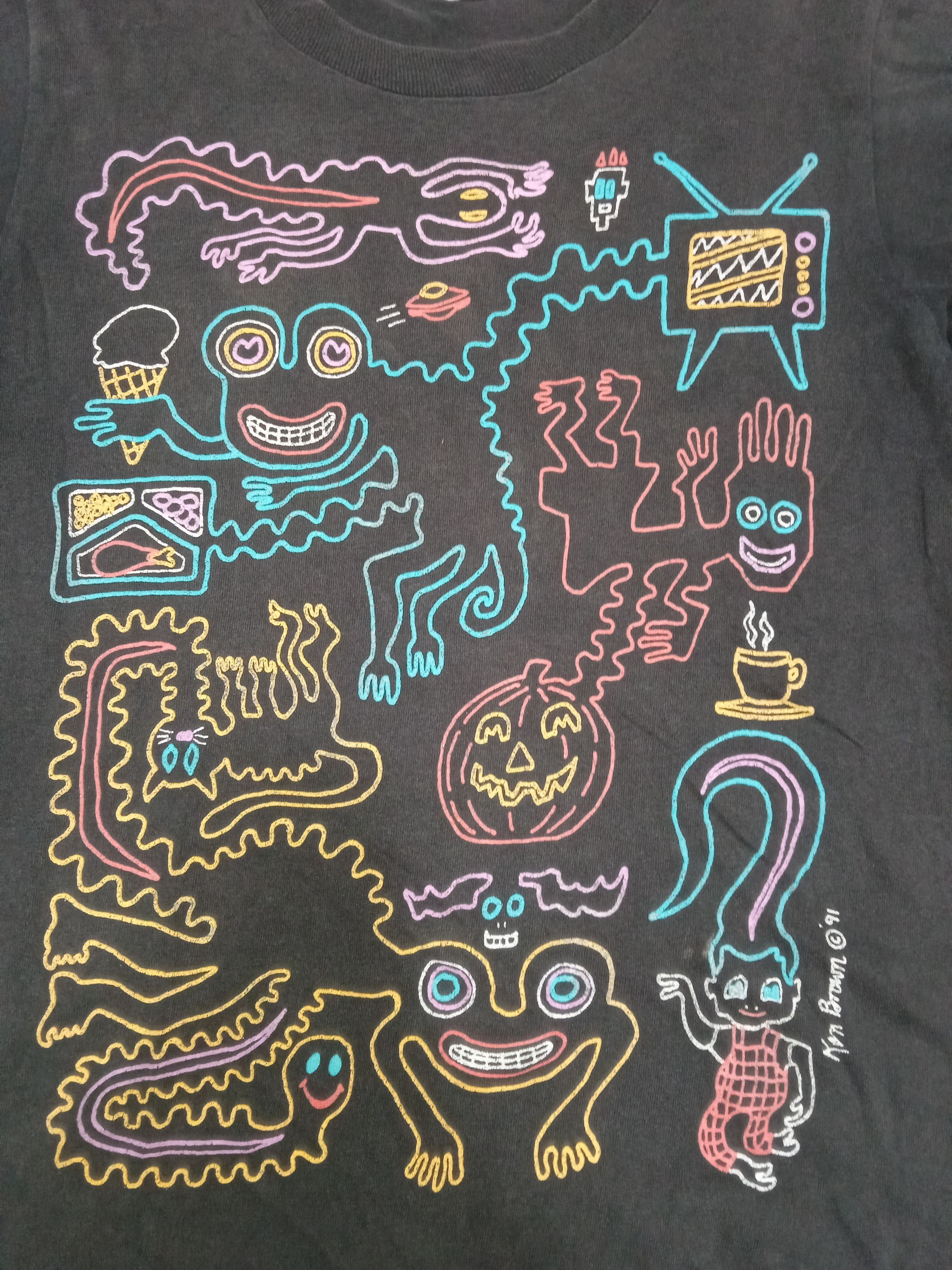 Keith Haring × Vintage Vintage 90s Ken Brown 1991 T Shirt Art Size US S / EU 44-46 / 1 - 4 Thumbnail