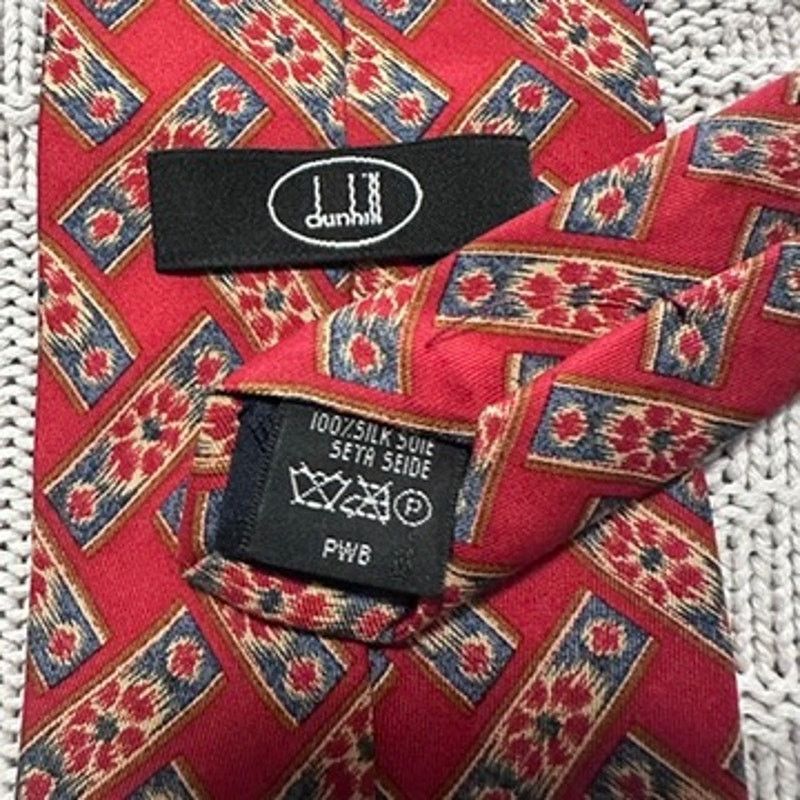 Alfred Dunhill Dunhill red basketweave patterned silk tie Size ONE SIZE - 4 Thumbnail
