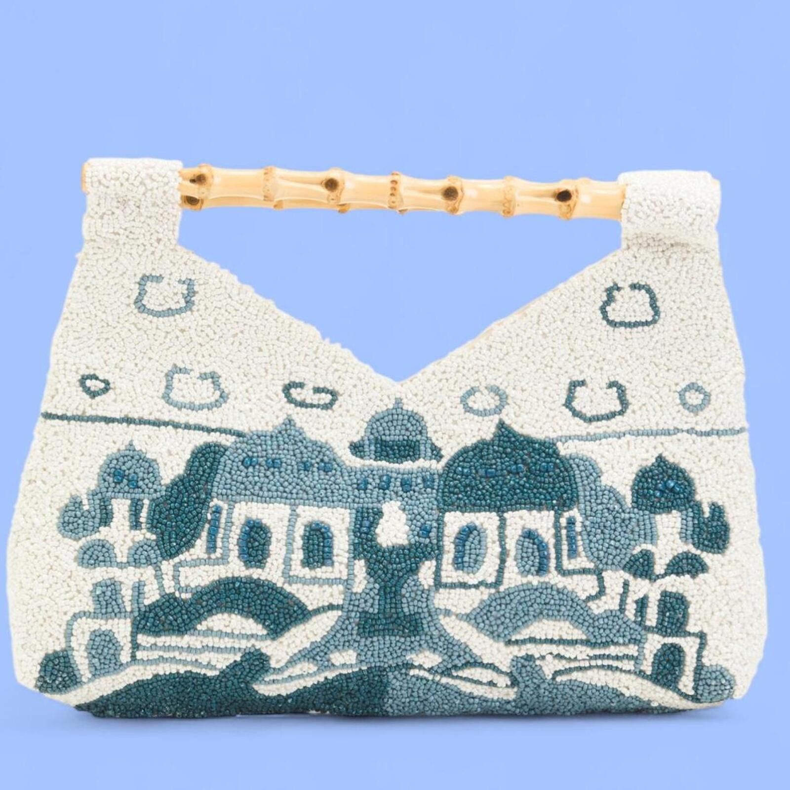 Marsell TikTok viral greece toile Beaded purse with bamboo handles Size ONE SIZE - 1 Thumbnail
