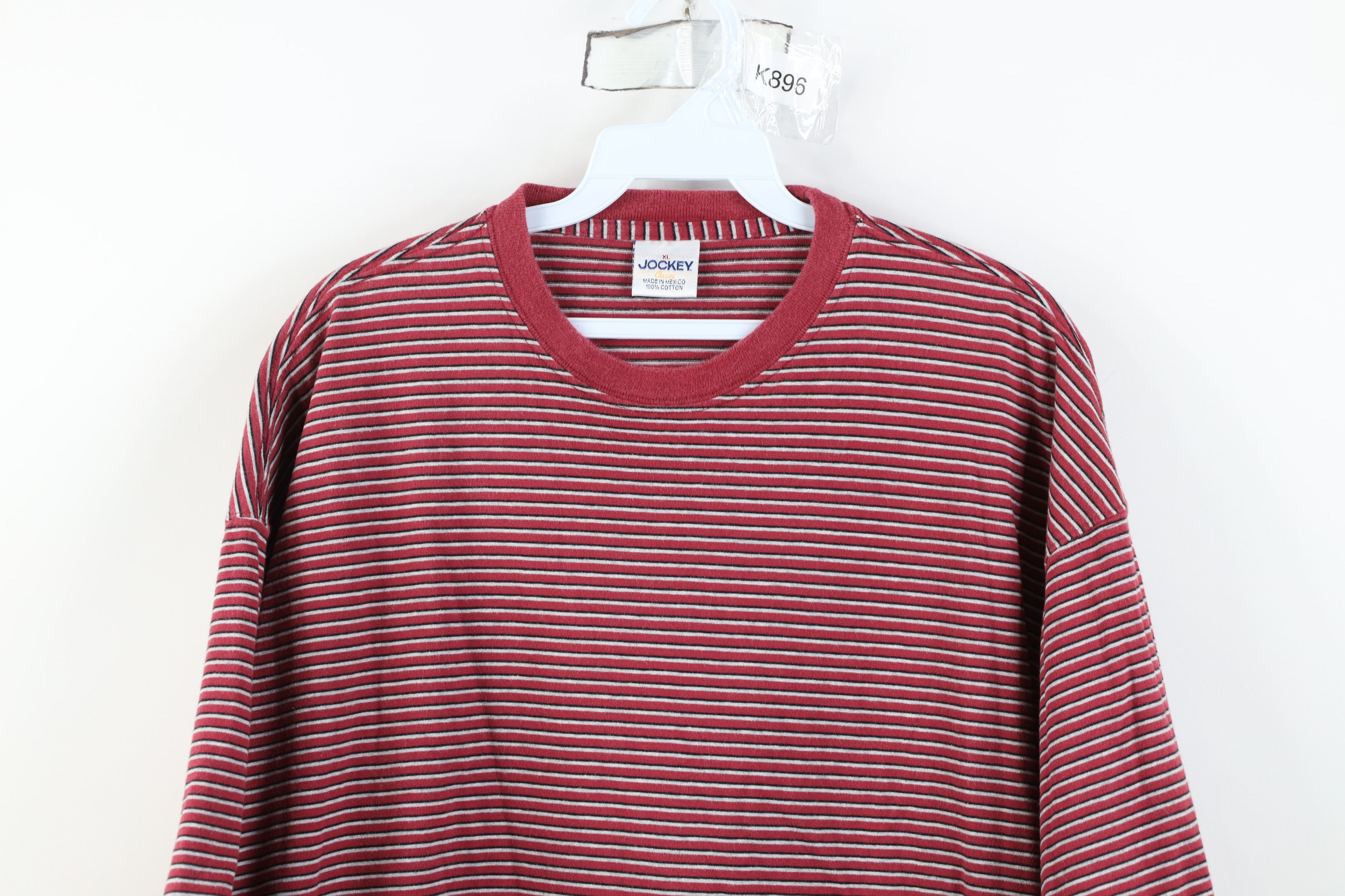 Vintage Vintage 90s Streetwear Heavy Striped Cotton T-Shirt Red Size US XL / EU 56 / 4 - 2 Thumbnail