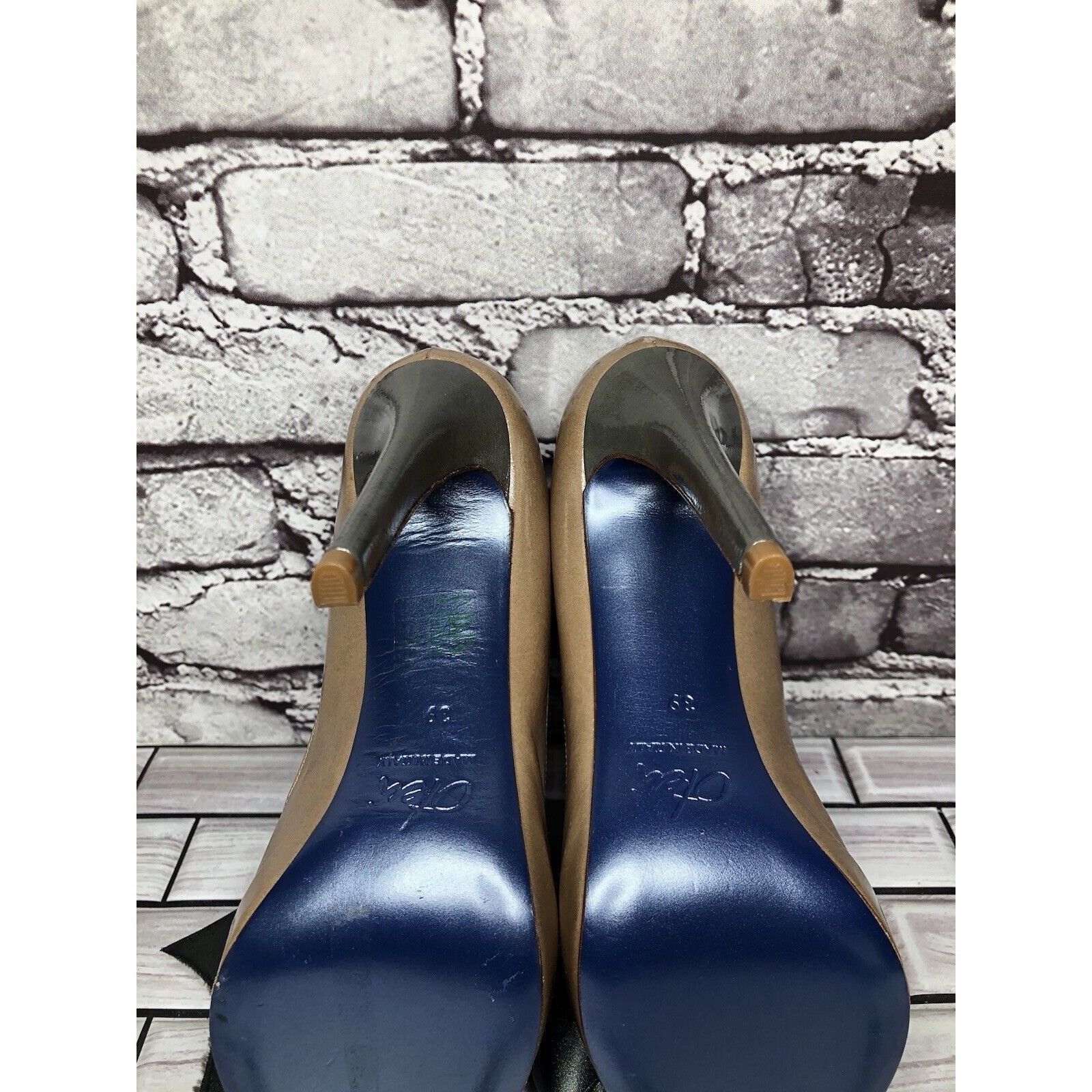 Other Alessandro Oteri Nude Patent Leather Grey Ribbon Bow Stilett Size US 8.5 / IT 38.5 - 8 Thumbnail