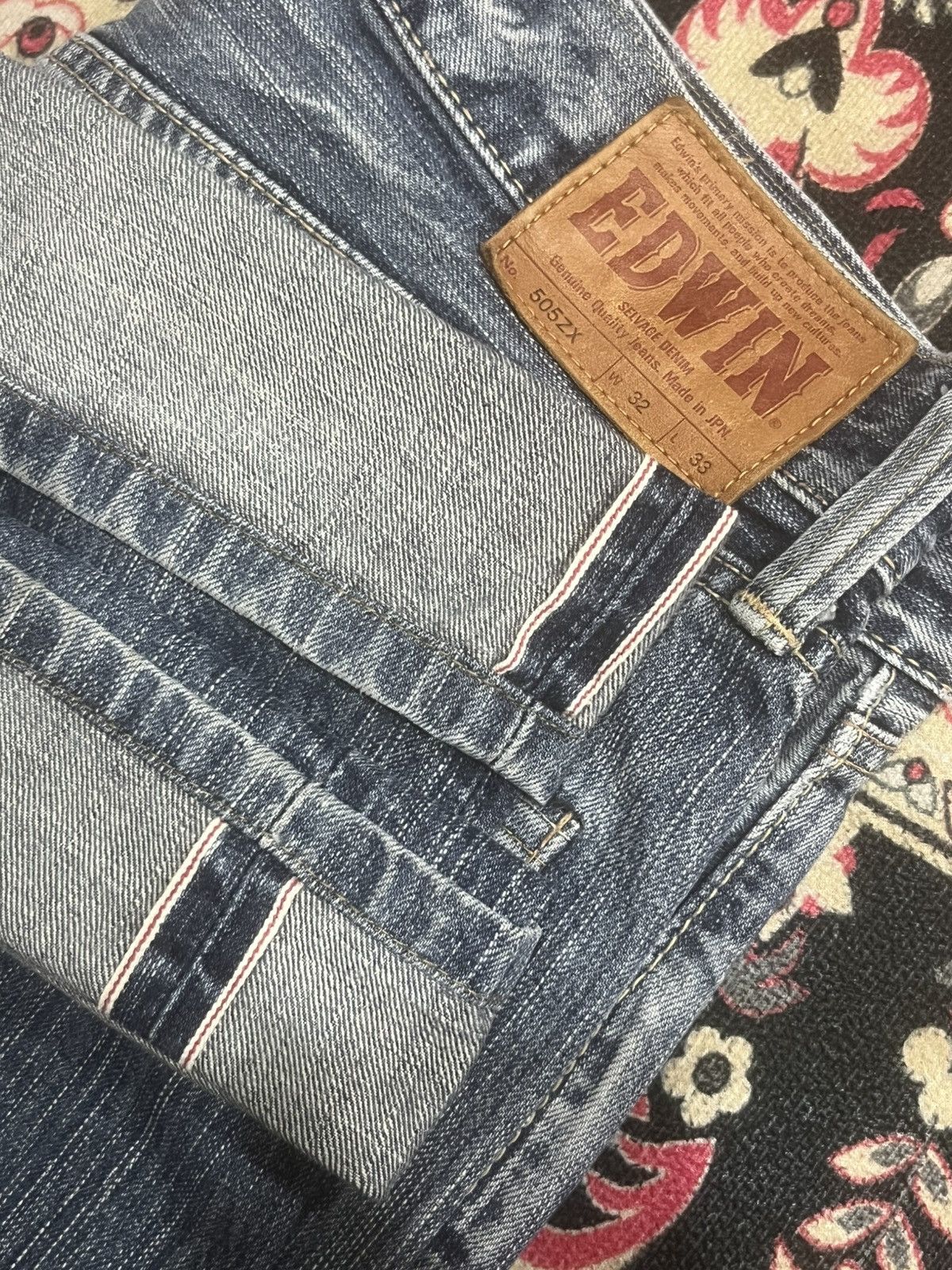 Edwin Vintage Edwin Japan 505ZX Blue Faded Washed Selvedge Jeans Size US 32 / EU 48 - 12 Thumbnail