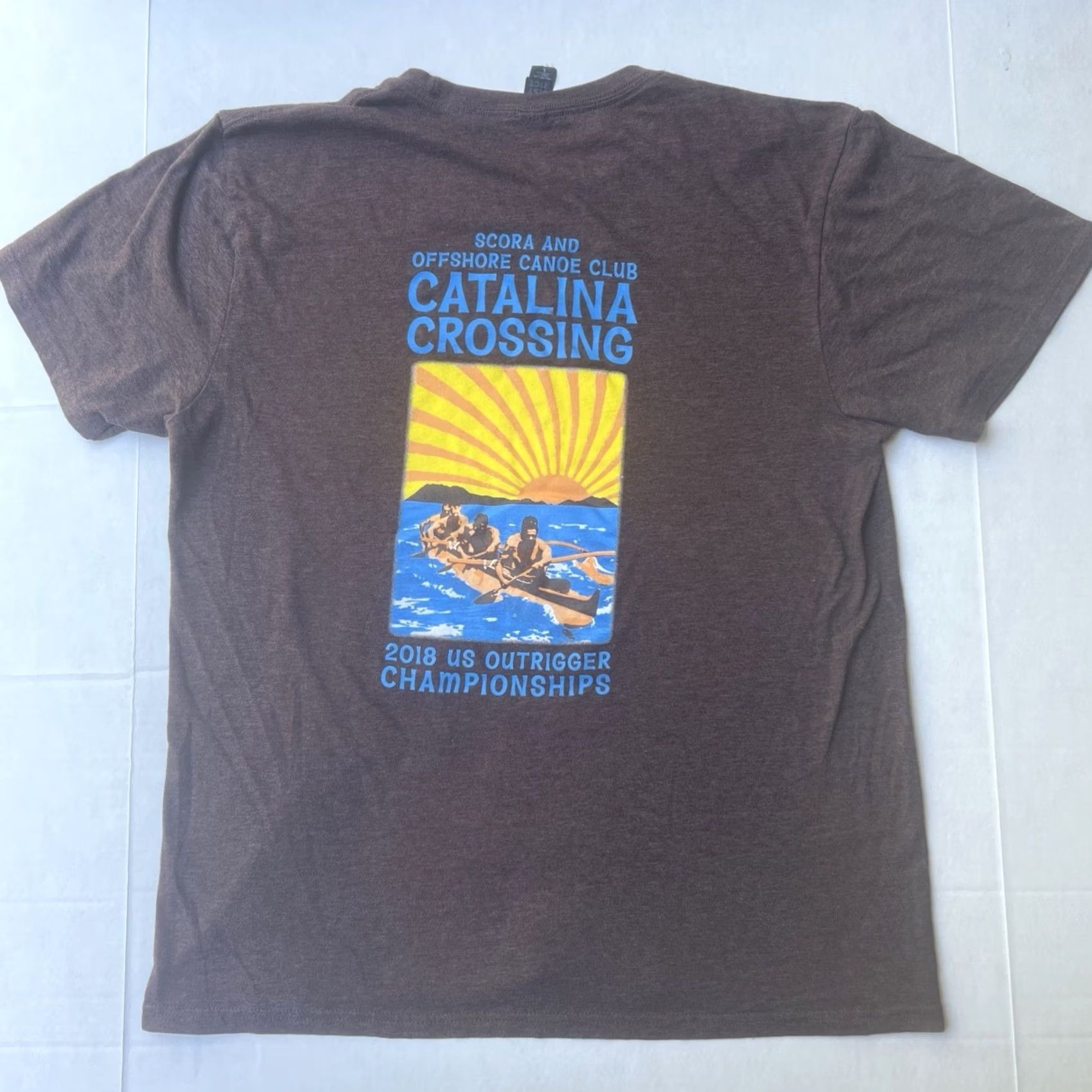 Vintage VINTAGE Catalina Channel Crossing Championships US Outrigger Canoe Club Shirt L Mens Gray District T-Shirt Graphic Print Logo Surfer 2018 Size US L / EU 52-54 / 3 - 4 Thumbnail