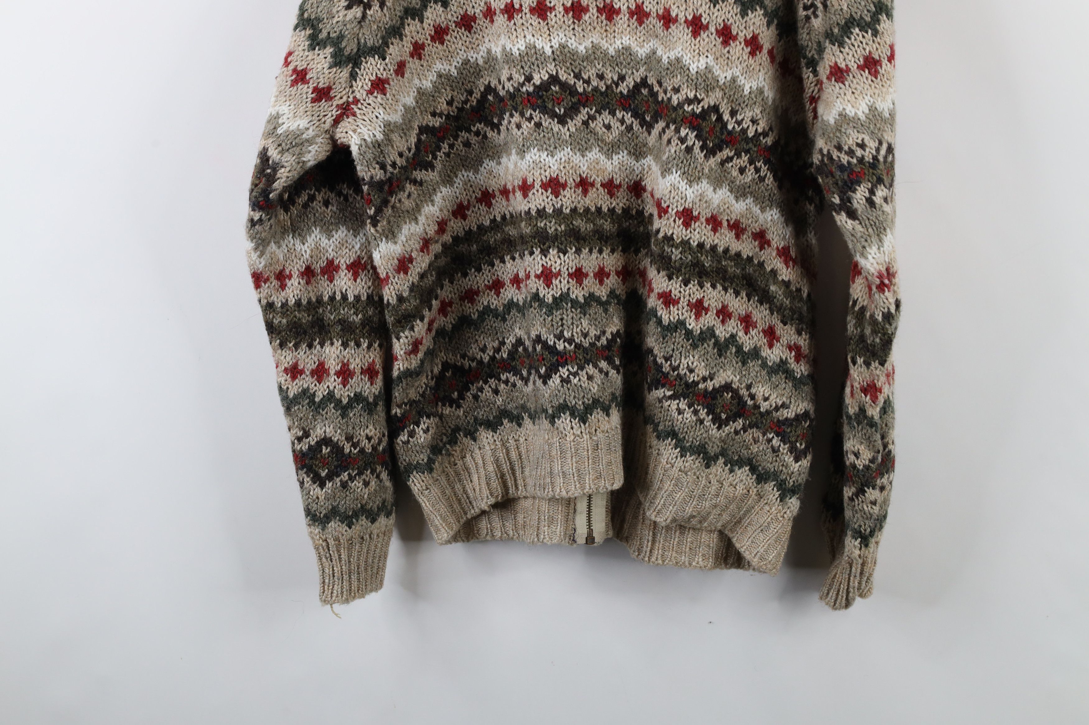 Vintage Vintage 90s Streetwear Fair Isle Knit Zip Cardigan Sweater Size L / US 10 / IT 46 - 9 Thumbnail