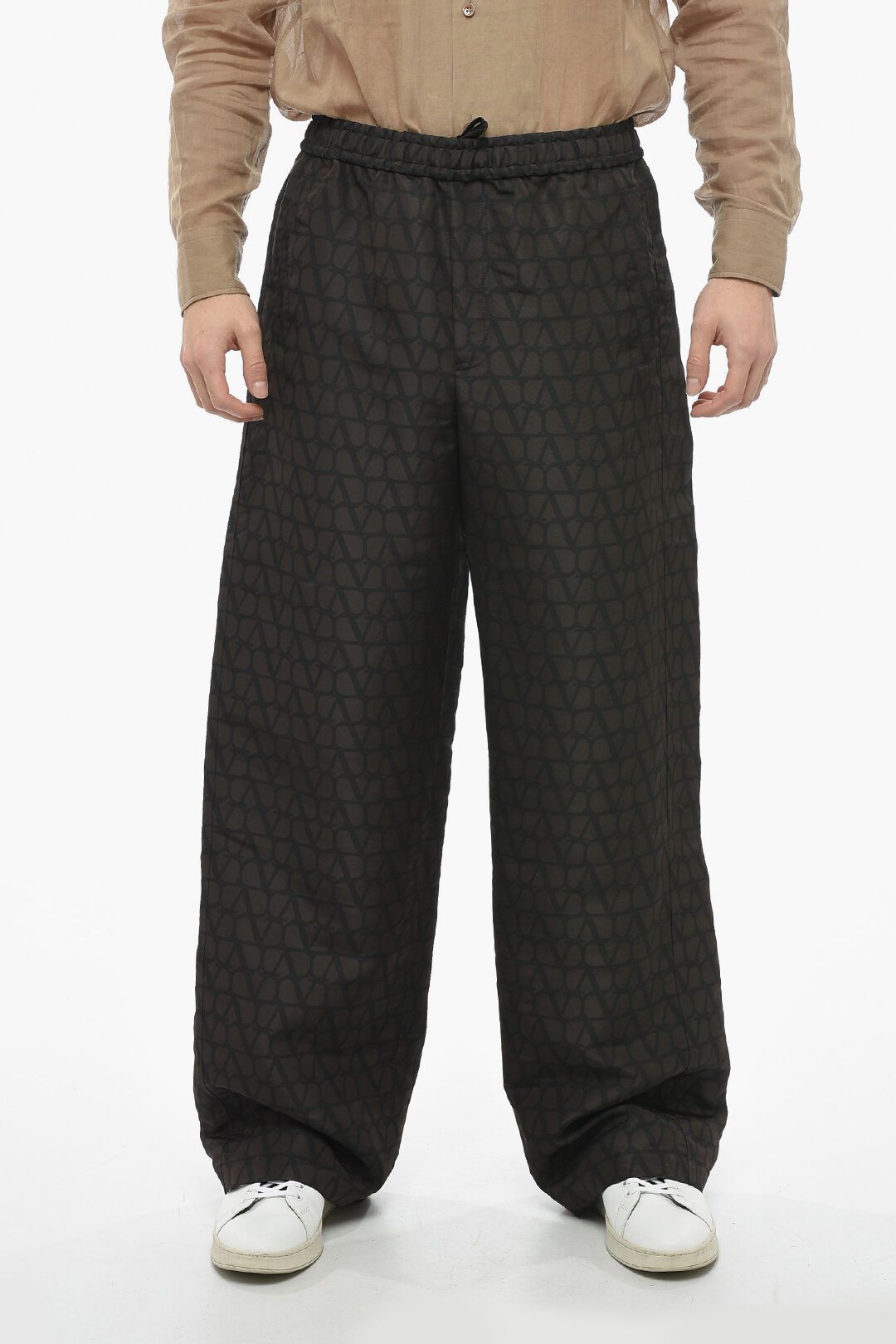 image of Valentino Og1Mm0524 Silk Sweatpants & Joggers In Brown, Men's (Size 30)