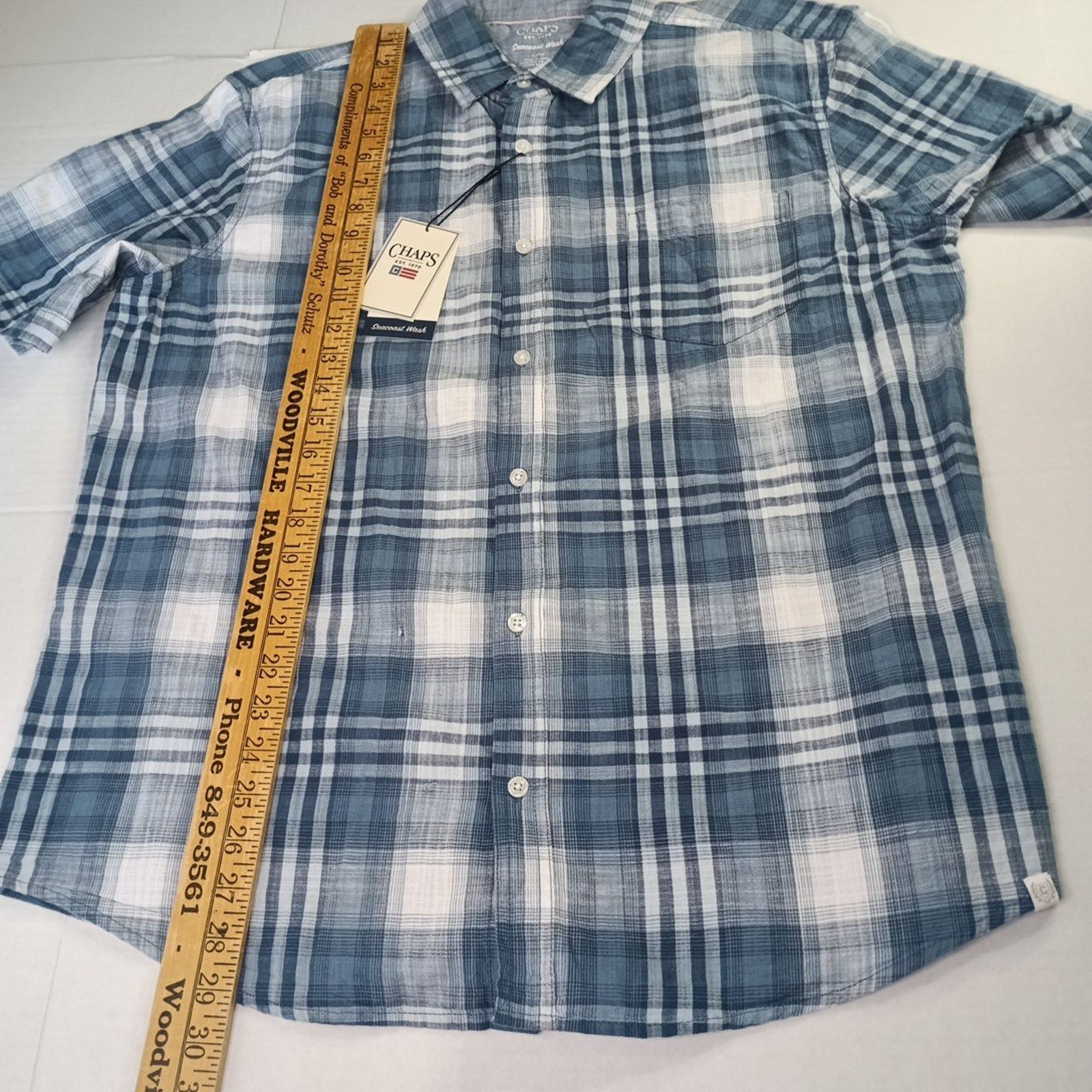 Chaps Chaps Seacoast Wash Chambray Woven Shirt Men's L Blue Plaid Size US L / EU 52-54 / 3 - 5 Thumbnail