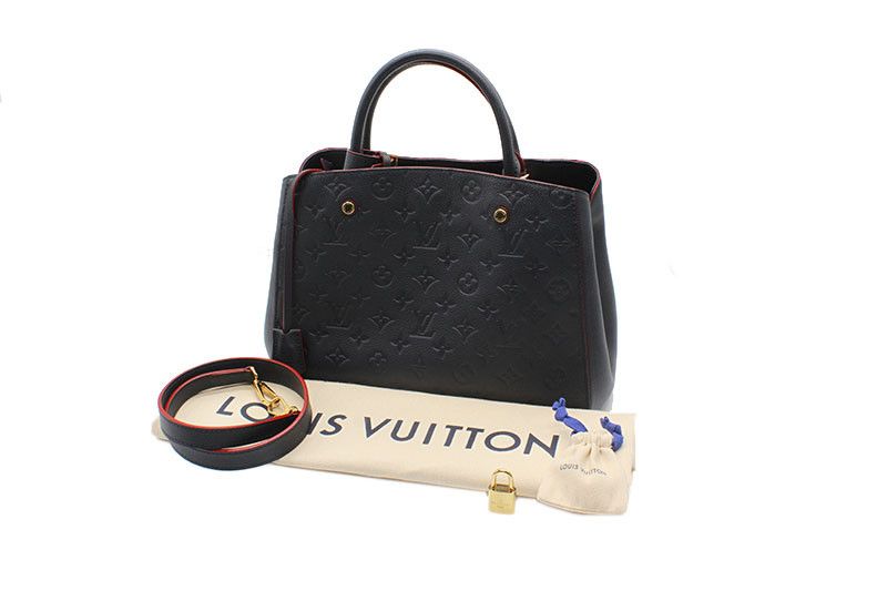 Louis Vuitton Monogram Emplant Montaigne MM Marine Rouge Navy Shoulder Bag