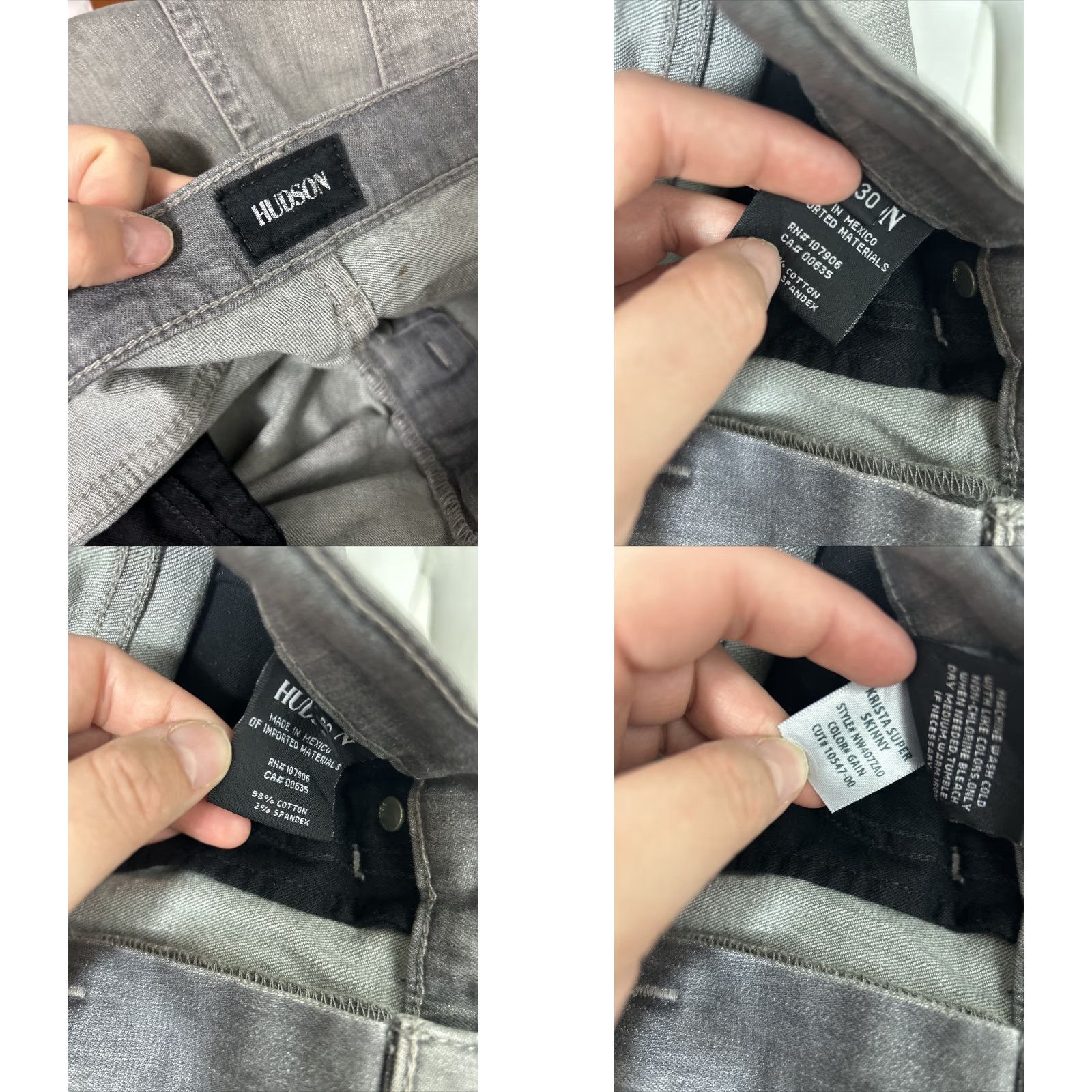 Hudson Hudson Jeans Womens 30 Super Skinny Krista Gain Gray Denim 34x27 Size 30" / US 8 / IT 44 - 9 Thumbnail