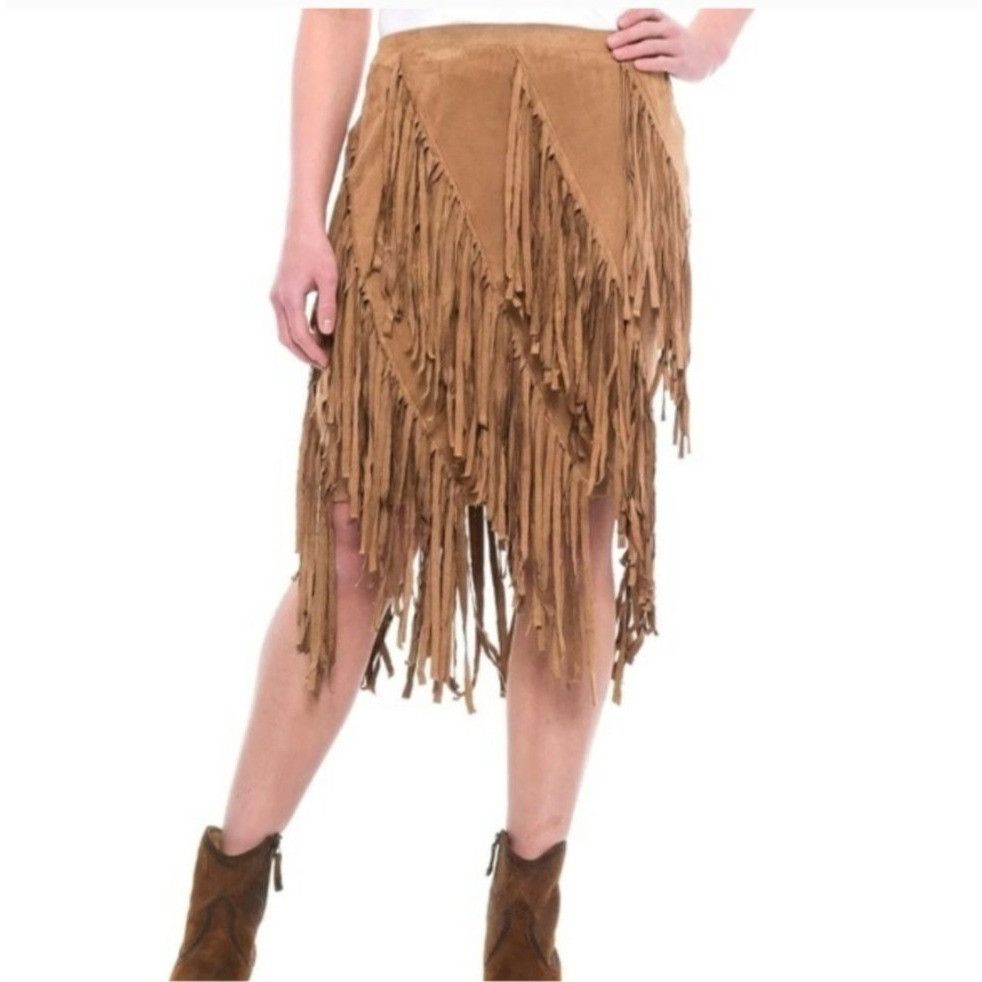 Wrangler Wrangler S Brown Fringe Western Skirt Cowgirl Cosplay Costum Size 28" / US 6 / IT 42 - 1 Thumbnail