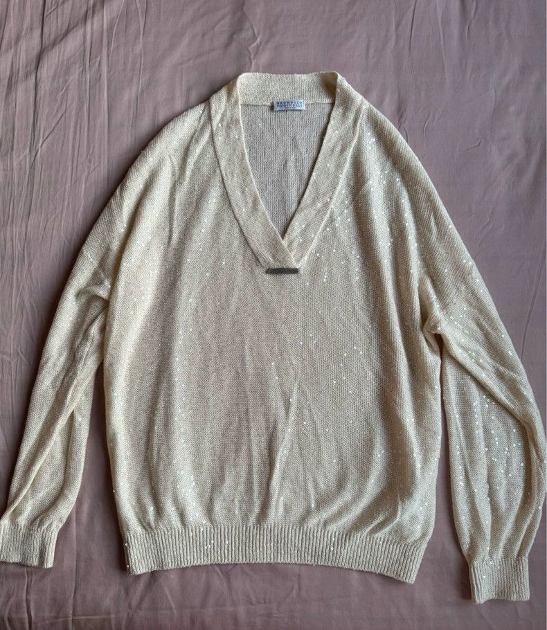Brunello Cucinelli Linen Sequin Top - dmc