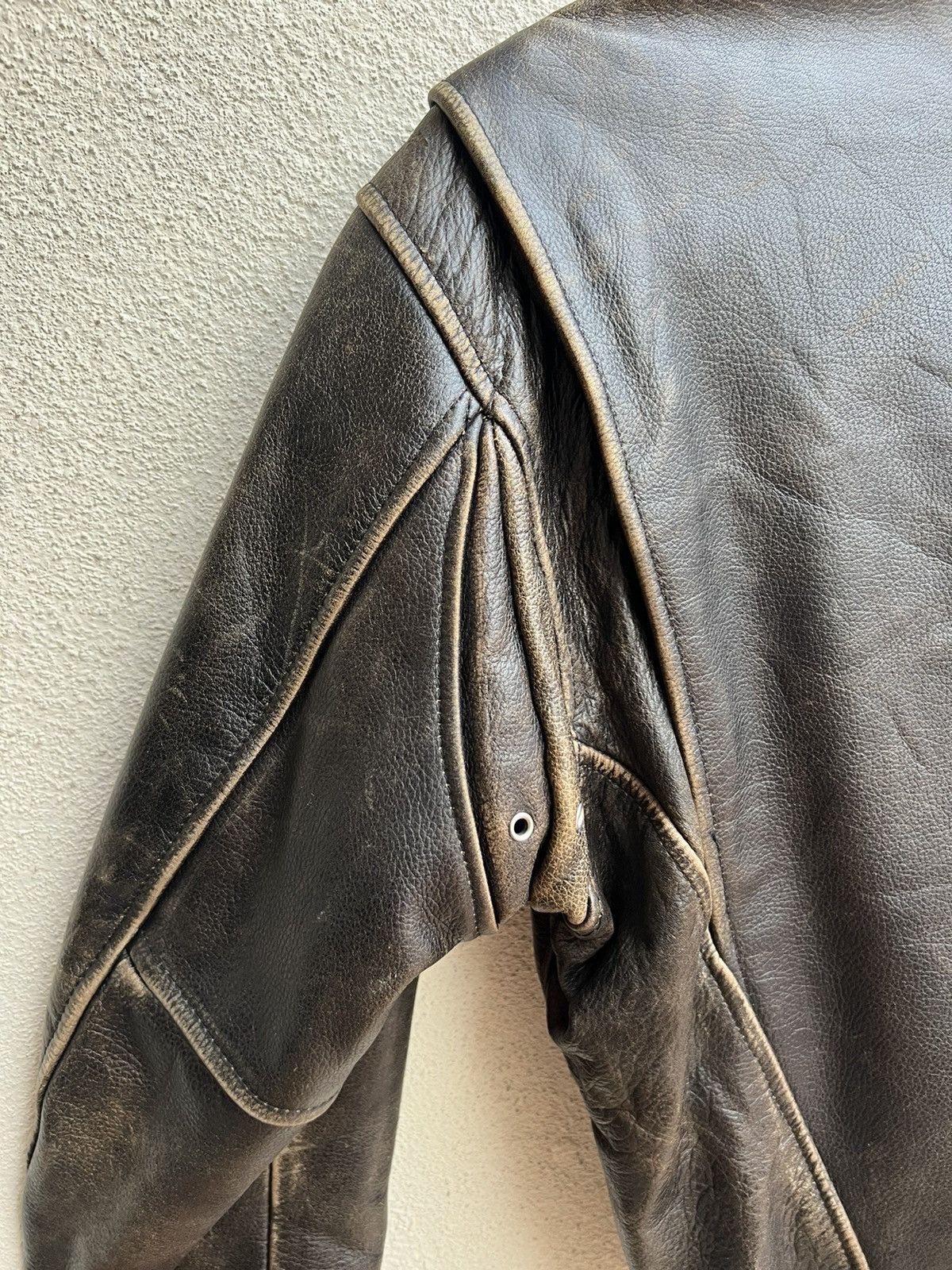 Leather Vintage R.B.C Legend Distressed Patina Leather Racer Jacket Size US S / EU 44-46 / 1 - 19 Thumbnail