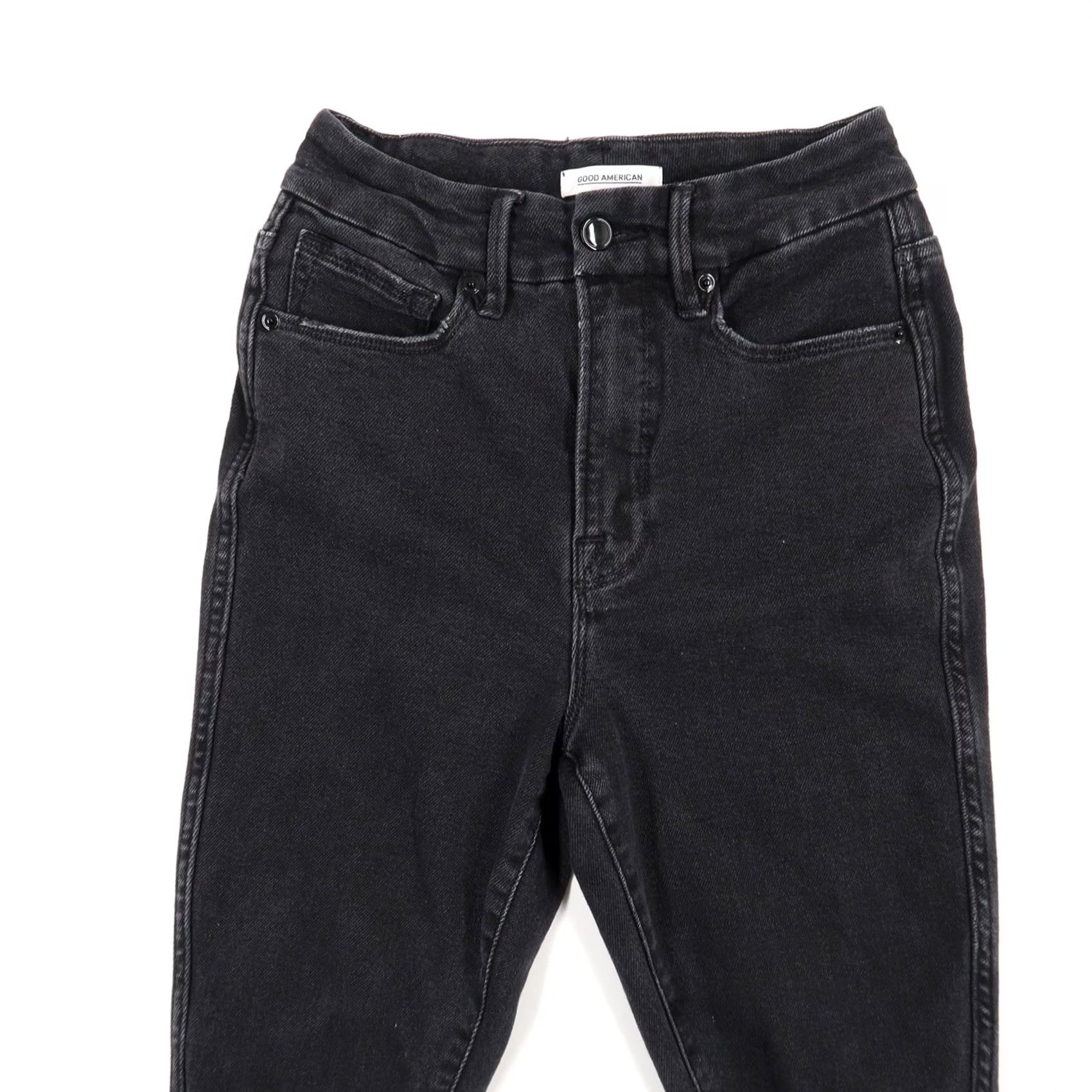 Good American Good American Jeans Womens 2 Black Curve Skinny High Rise Distressed Size 26" / US 2 / IT 38 - 3 Thumbnail