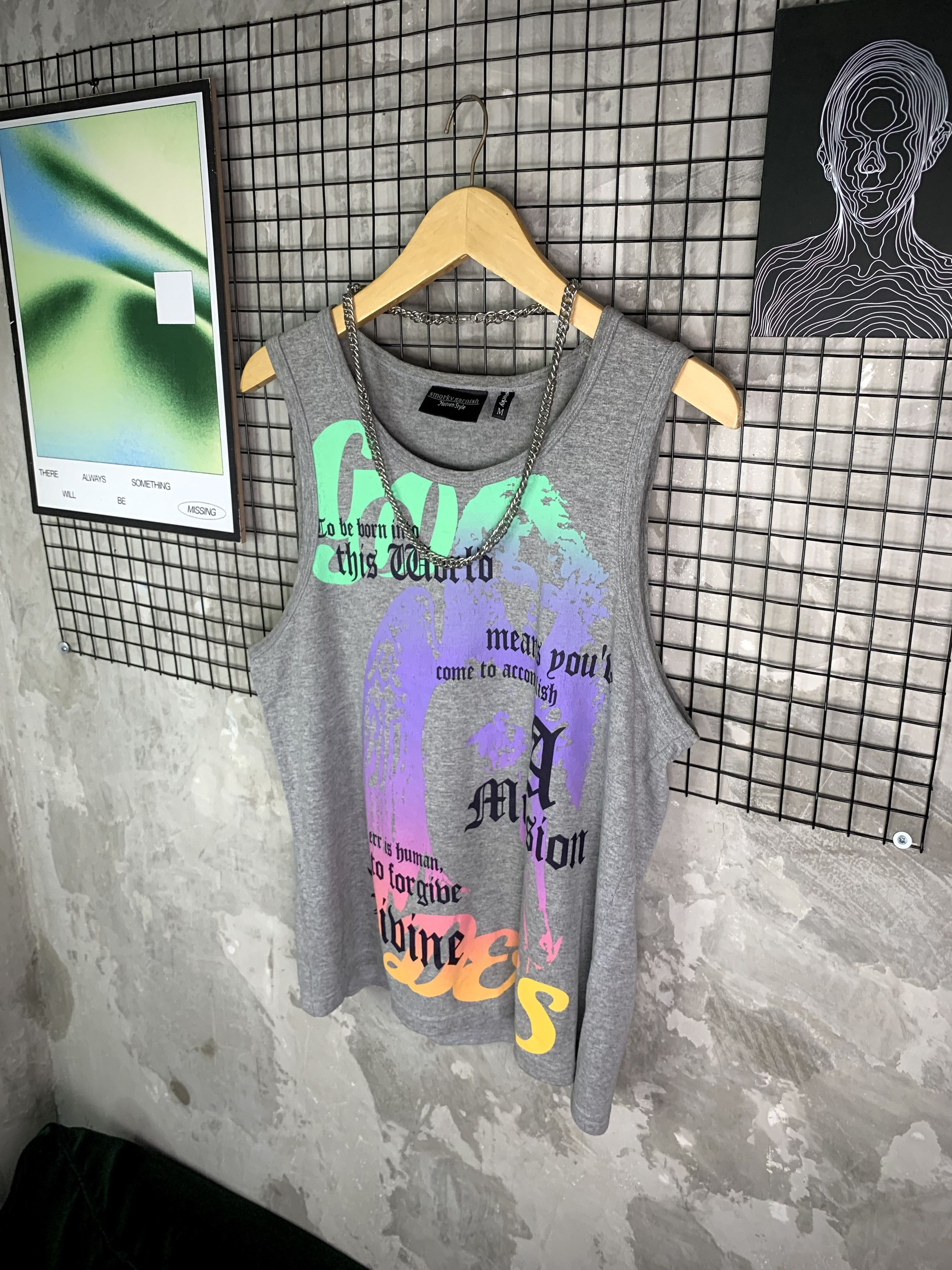 Japanese Brand Smoky Garnish Poem Graphic Neon Tank Top Size US M / EU 48-50 / 2 - 2 Thumbnail
