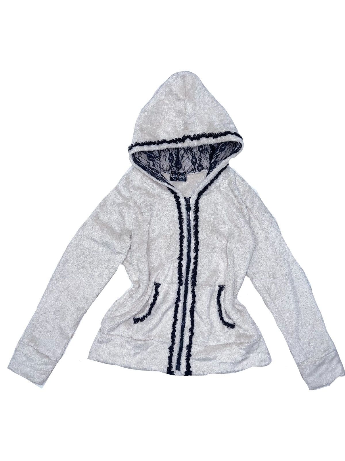 Japanese Brand JOKY GAL fluffy cotton lace hoodie zip up 🖤🧝🏻‍♀️ Size L / US 10 / IT 46 - 1 Thumbnail