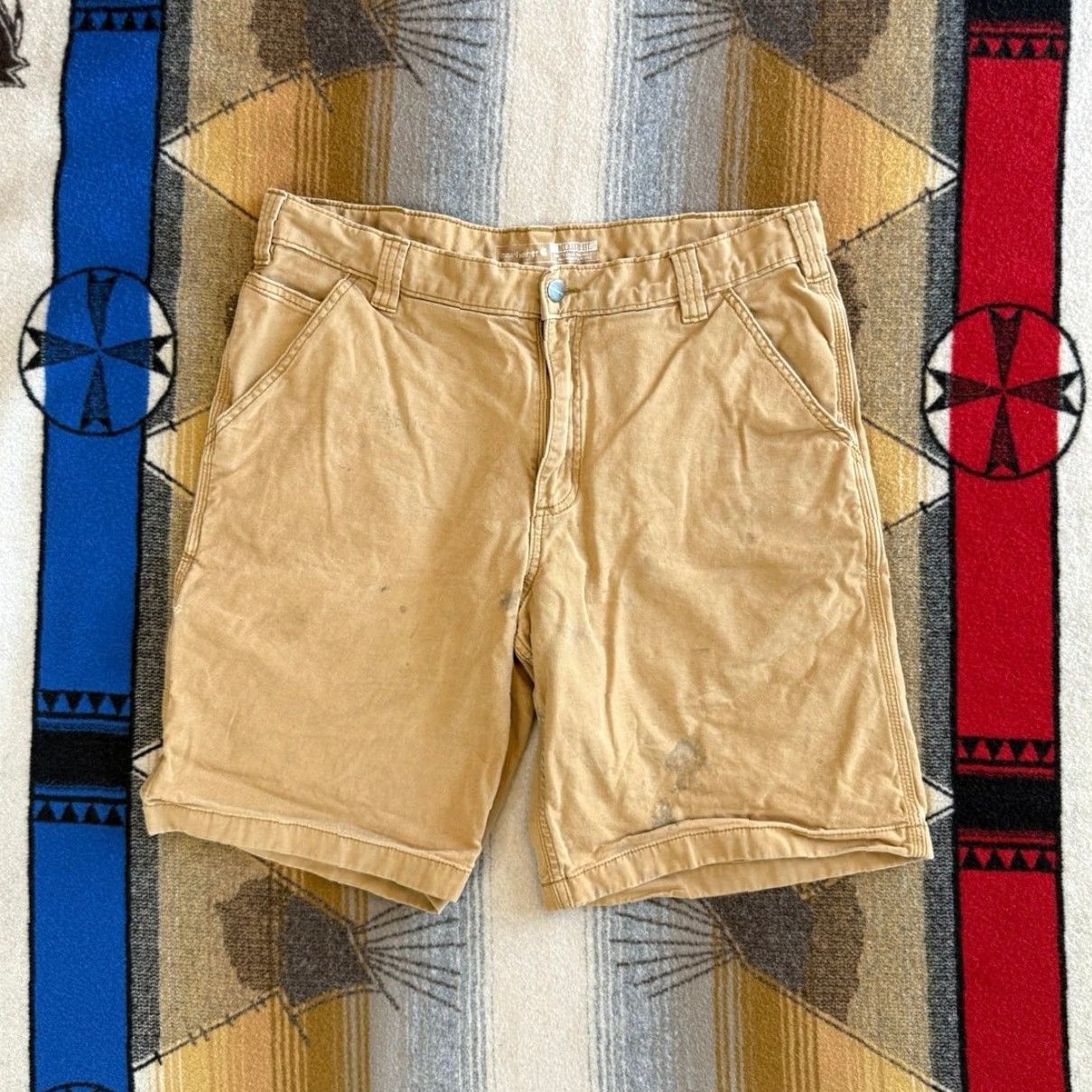 Carhartt VINTAGE Carhartt Carpenter Shorts Men 36 Brown 9” Inseam Workwear Weathered 90s Grunge Outdoors Casual Distressed Zip Regular Fit Size US 36 / EU 52 - 2 Thumbnail