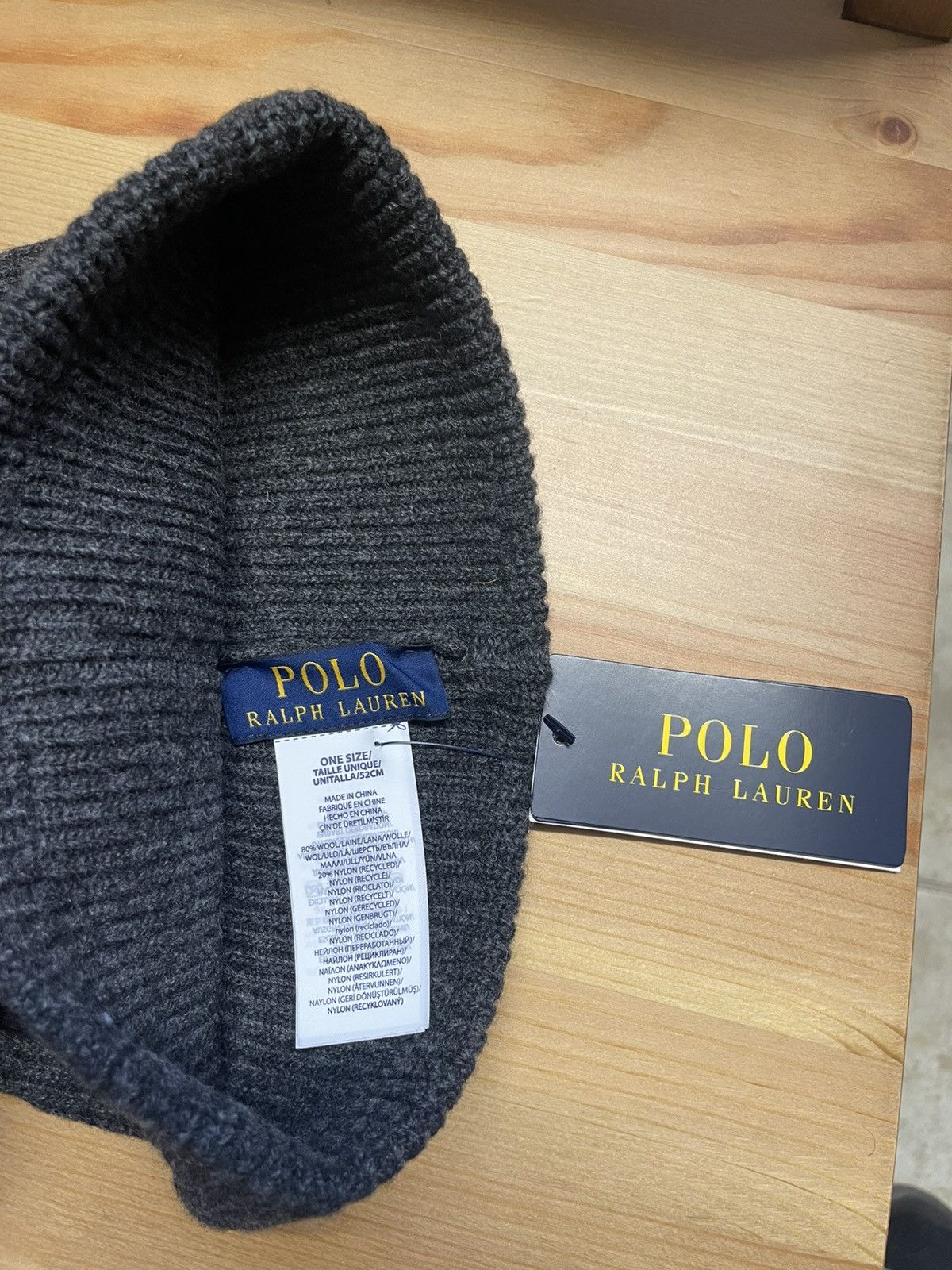 Polo Ralph Lauren Polo Ralph Lauren Beanie Dark Grey Hat RL Knit Wool NWT Size ONE SIZE - 8 Thumbnail