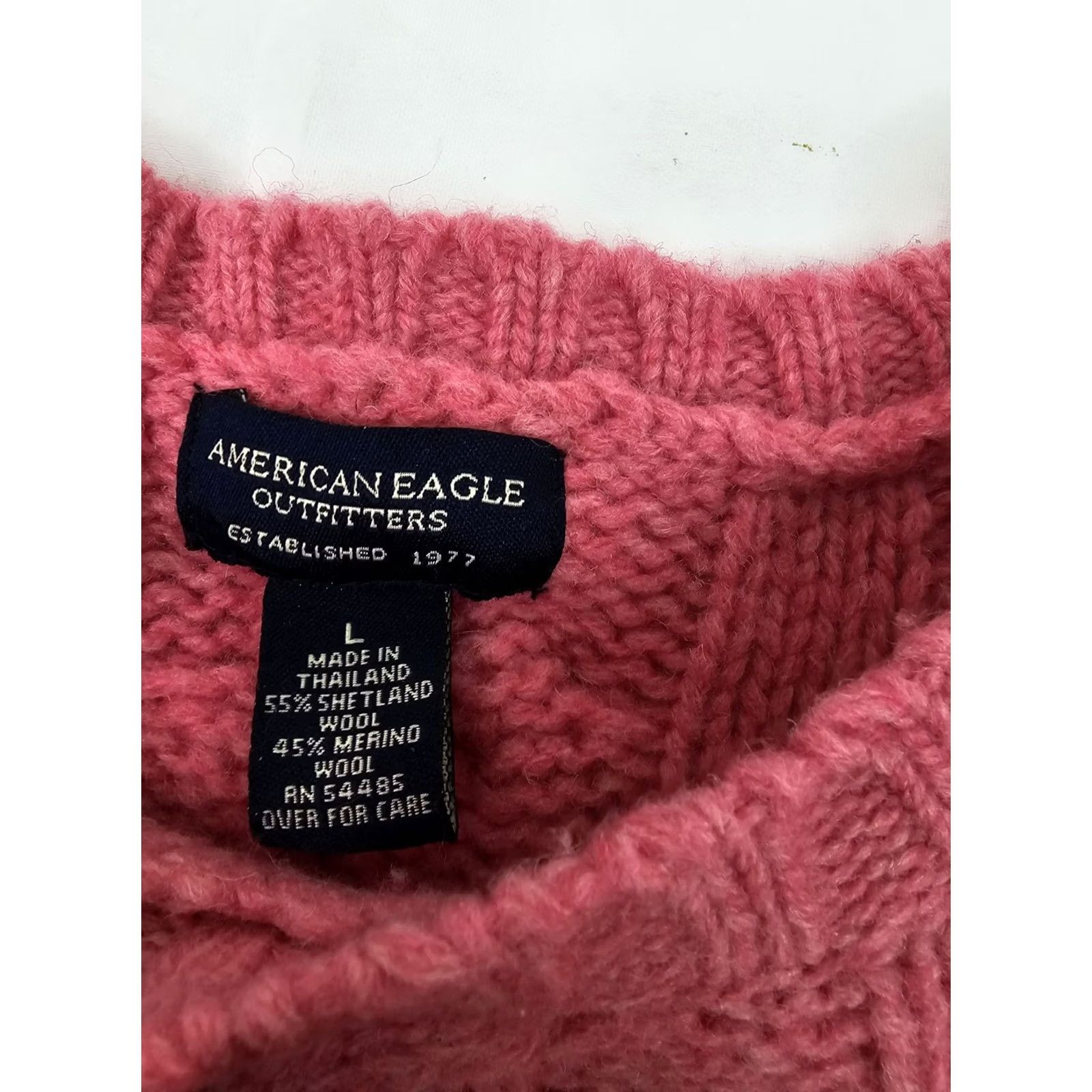 American Eagle Outfitters American Eagle Outfitters Sweater Women L Pink Crew Neck Cable Knit Shetland Merino Wool Knit Pullover Size L / US 10 / IT 46 - 2 Thumbnail