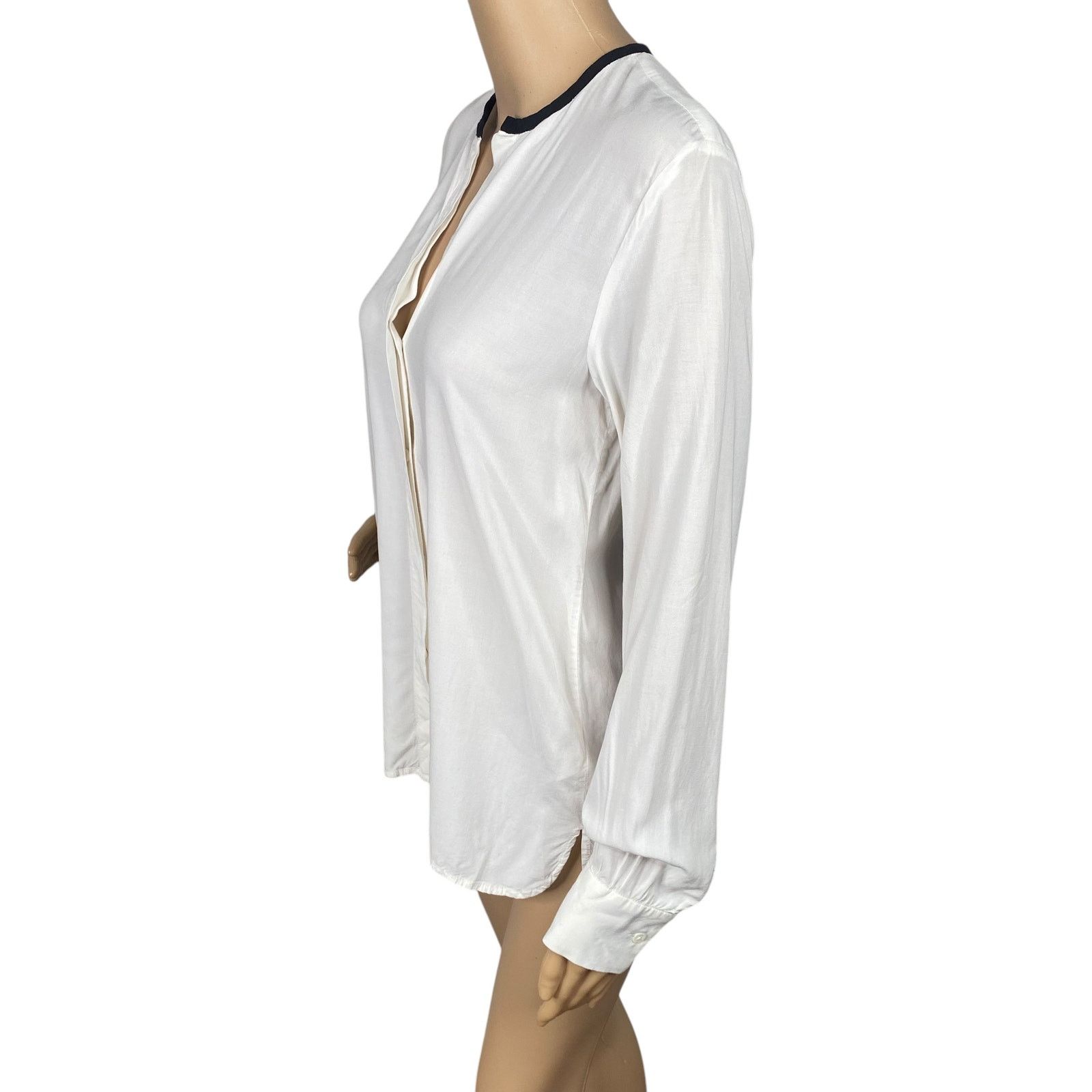 James Perse James Perse White Black Trim Collar Button Down Shirt SZ M Size M / US 6-8 / IT 42-44 - 4 Thumbnail
