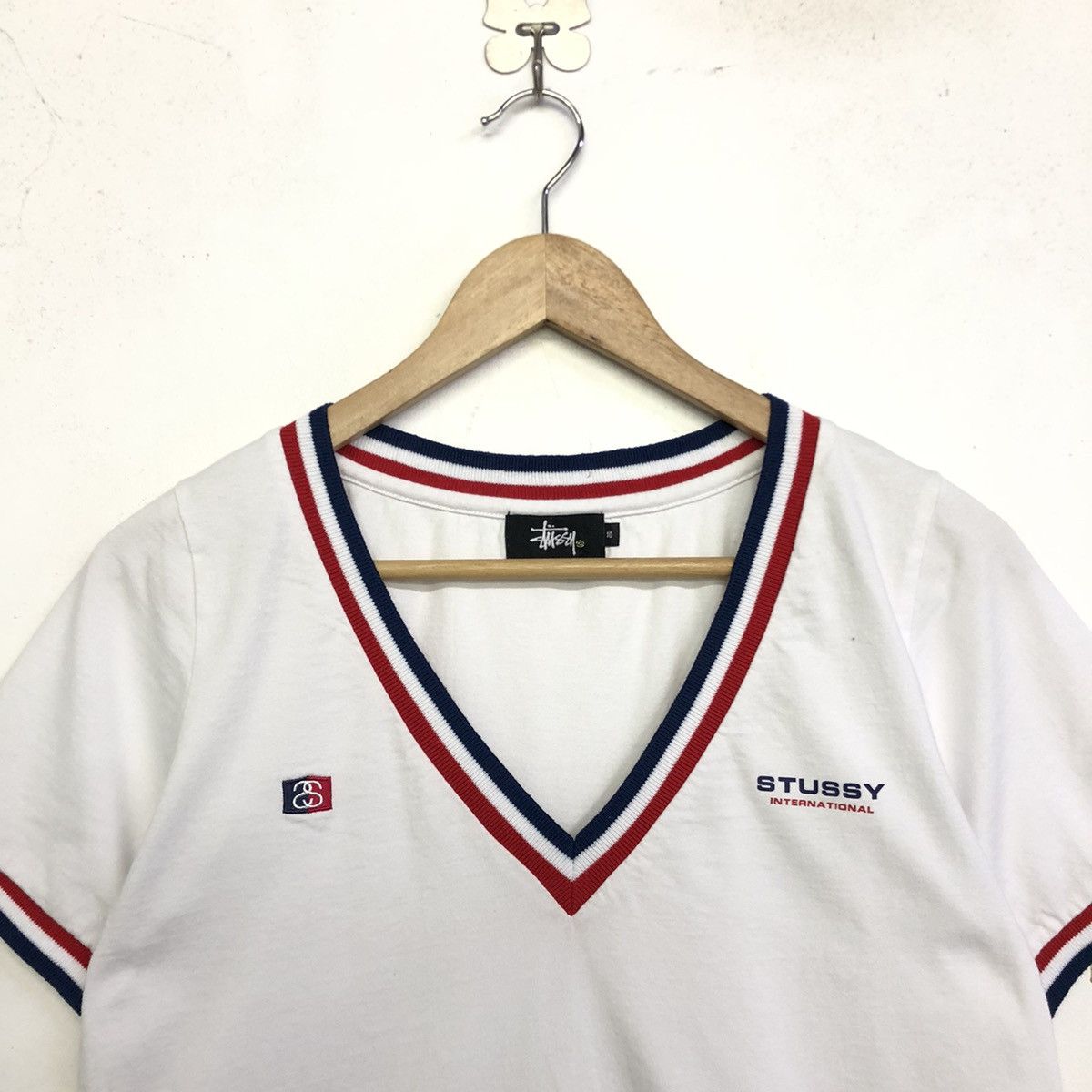Stussy Stussy International V Neck Women’s Tshirt Size M / US 6-8 / IT 42-44 - 3 Thumbnail