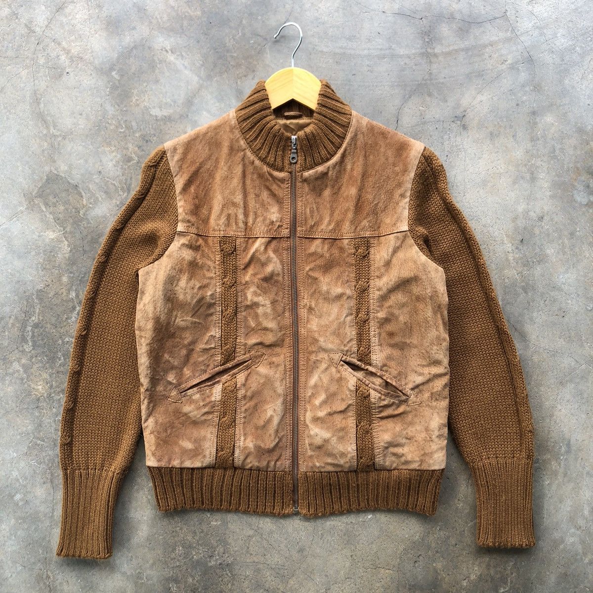 Tornado Mart 💥 rare 💥 2000s PALETTE genuine suede leather knitted jacket Size US M / EU 48-50 / 2 - 1 Thumbnail