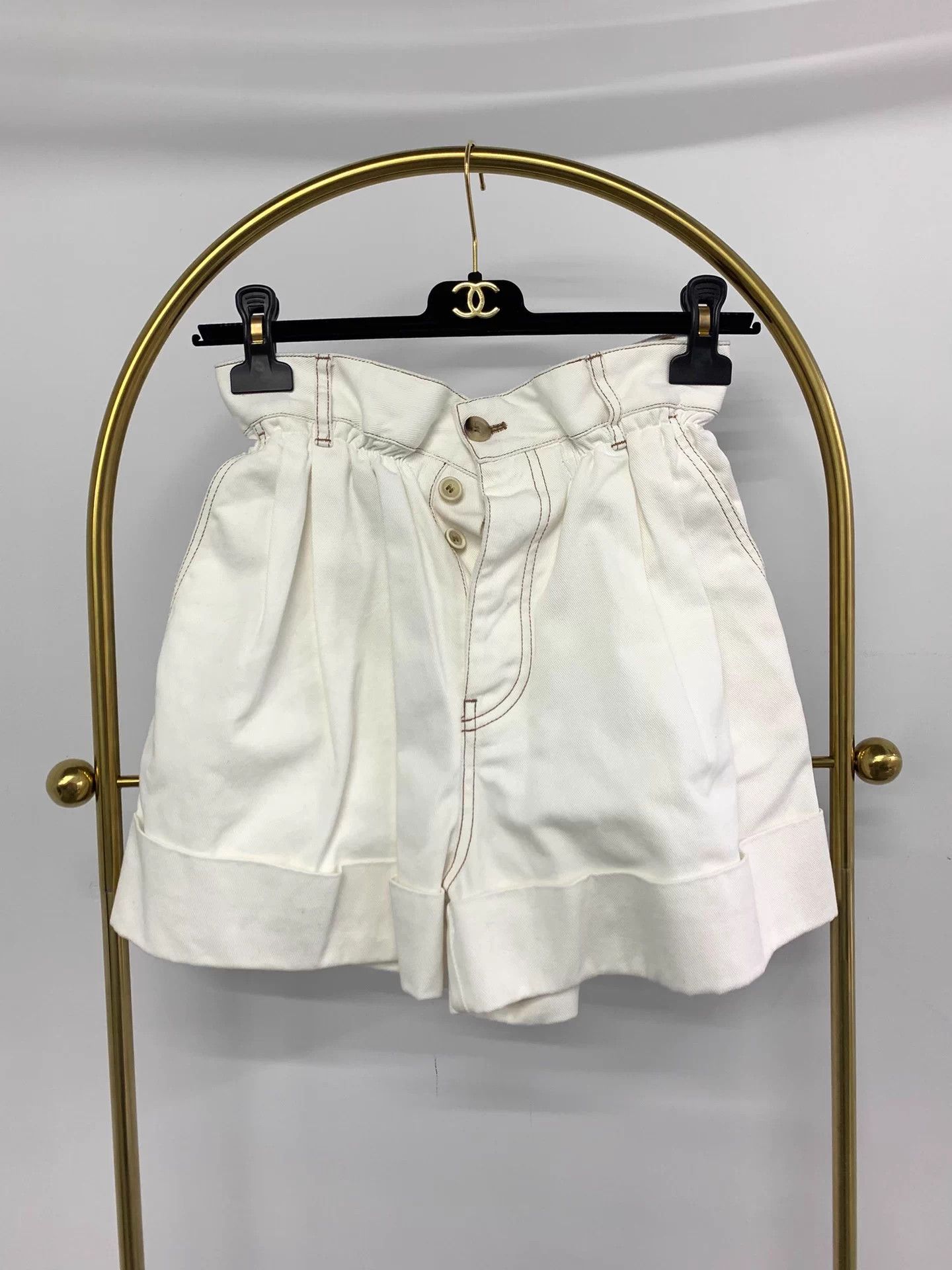 Miu Miu MIU MIU Women's Cream Denim Bloomers 40 New Size 27" / US 4 / IT 40 - 1 Thumbnail