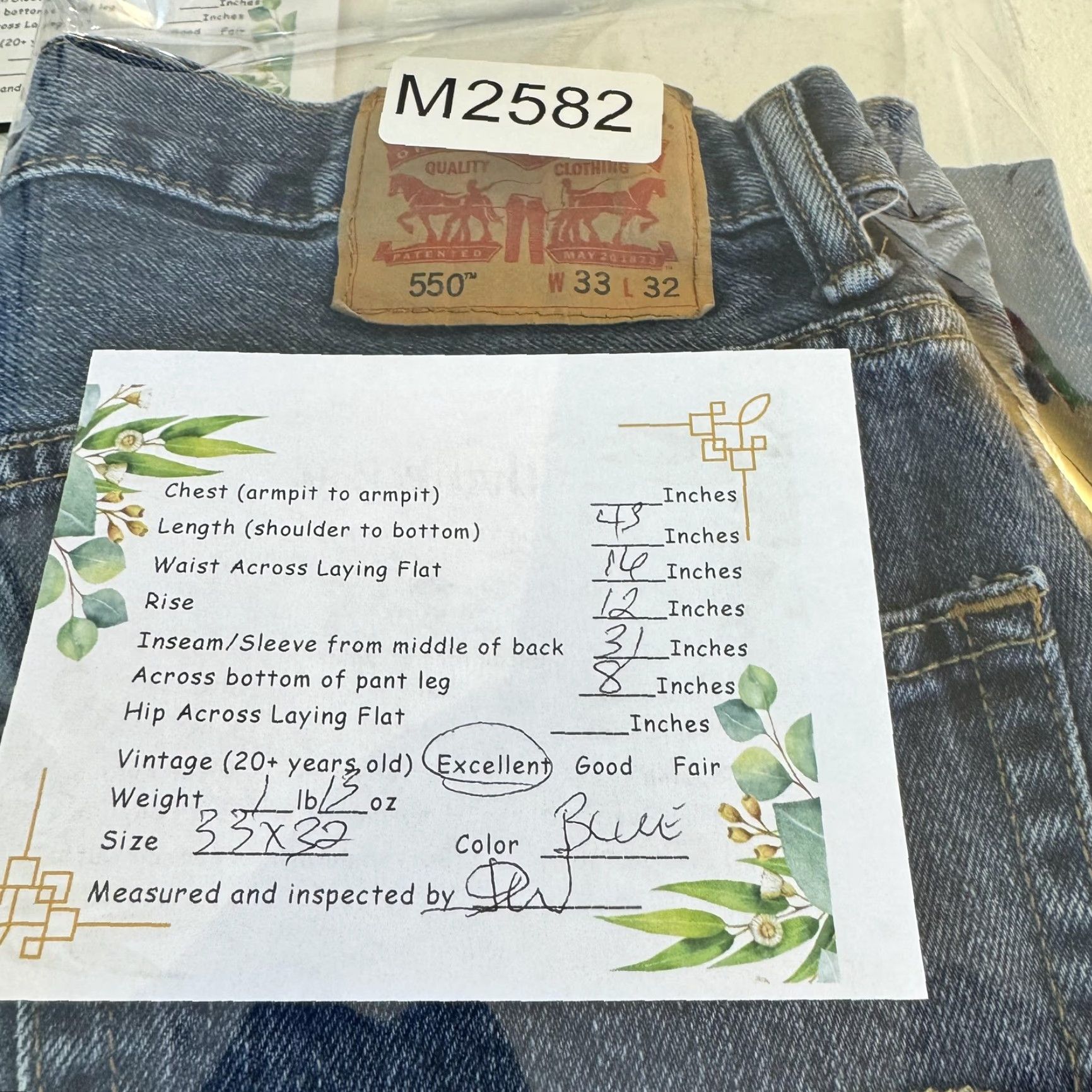 Levi's Levi's 550 Jeans Men 33x32 Relaxed Tapered Denim Classic Blue 100% Cotton Mens Jeans 5-Pocket USA 90s Retro Vintage N/A Size US 33 - 6 Thumbnail