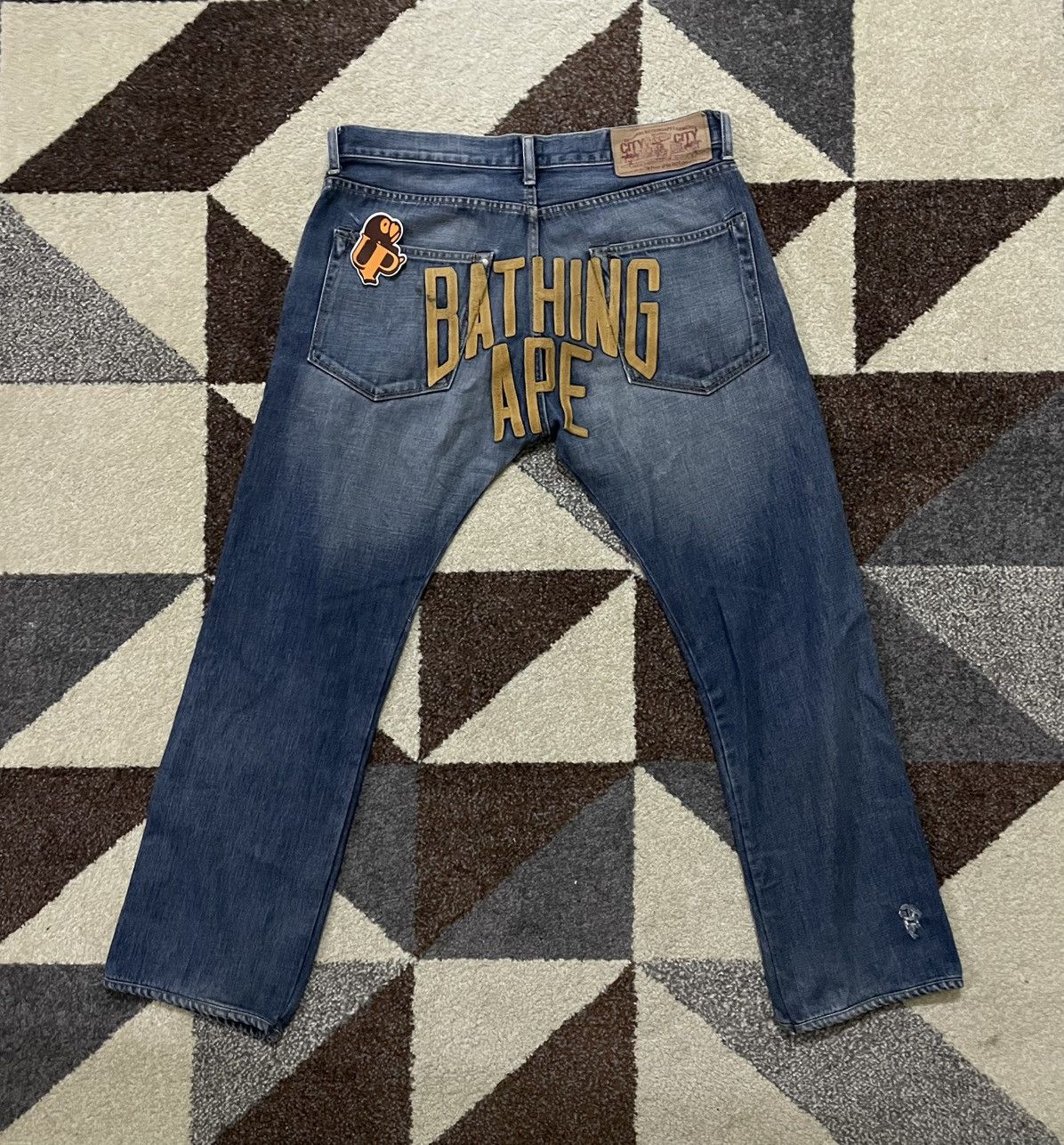 Bape OG Bape NYC Logo Embroidered Denim Jeans Size US 31 - 1 Thumbnail