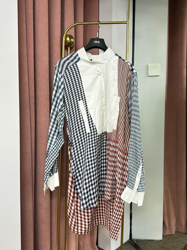 Loewe LOEWE Red and blue checkered front and back shirt dress dr Size S / US 4 / IT 40 - 1 Thumbnail